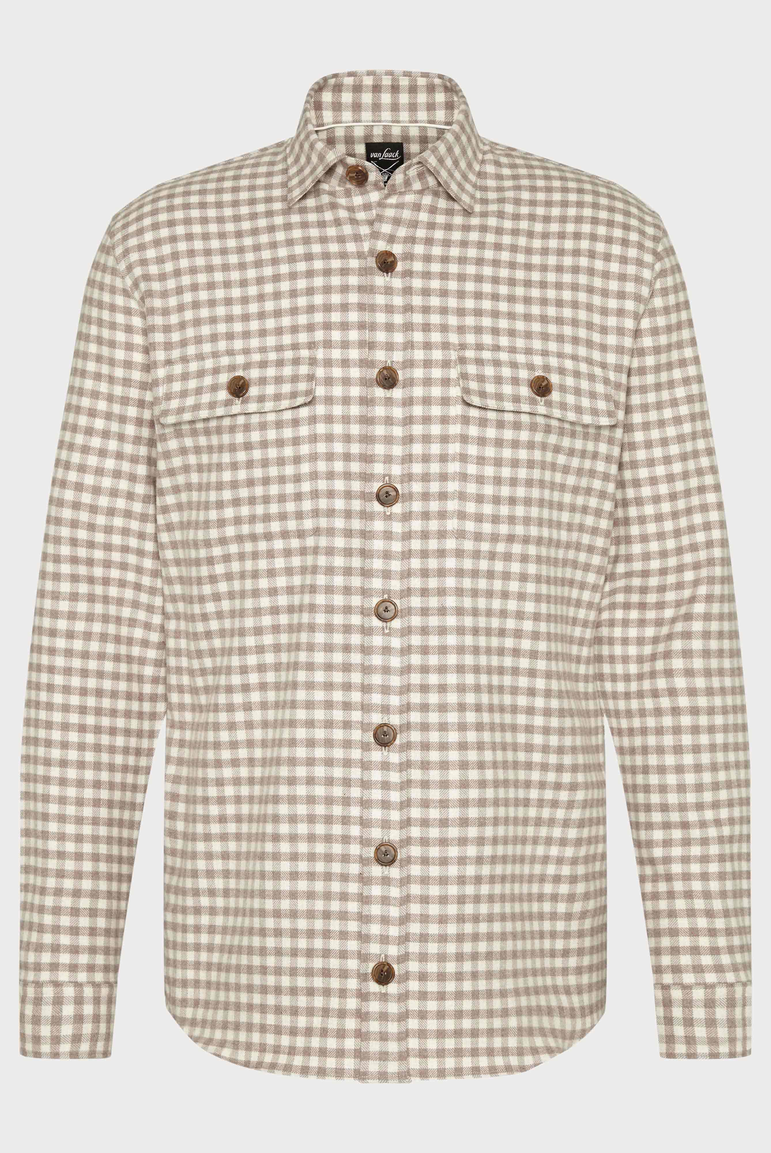 Van Laack-Karierte Hemdjacke aus Flanell-Twill Beige-Hemden & Blusen-Black-Deal-Outlet-by-ARCHIVIST