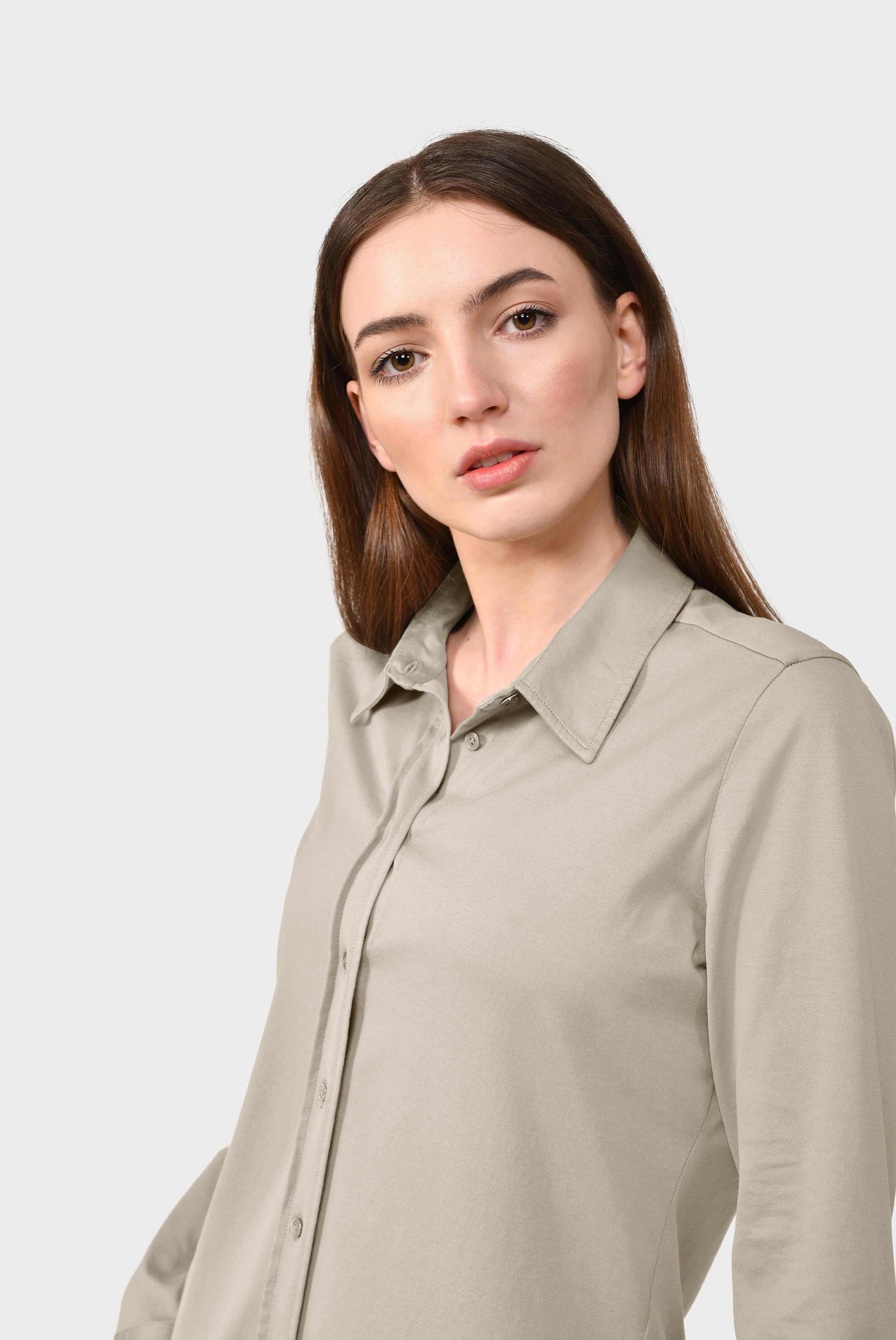 Hemdbluse aus Baumwolljersey Beige