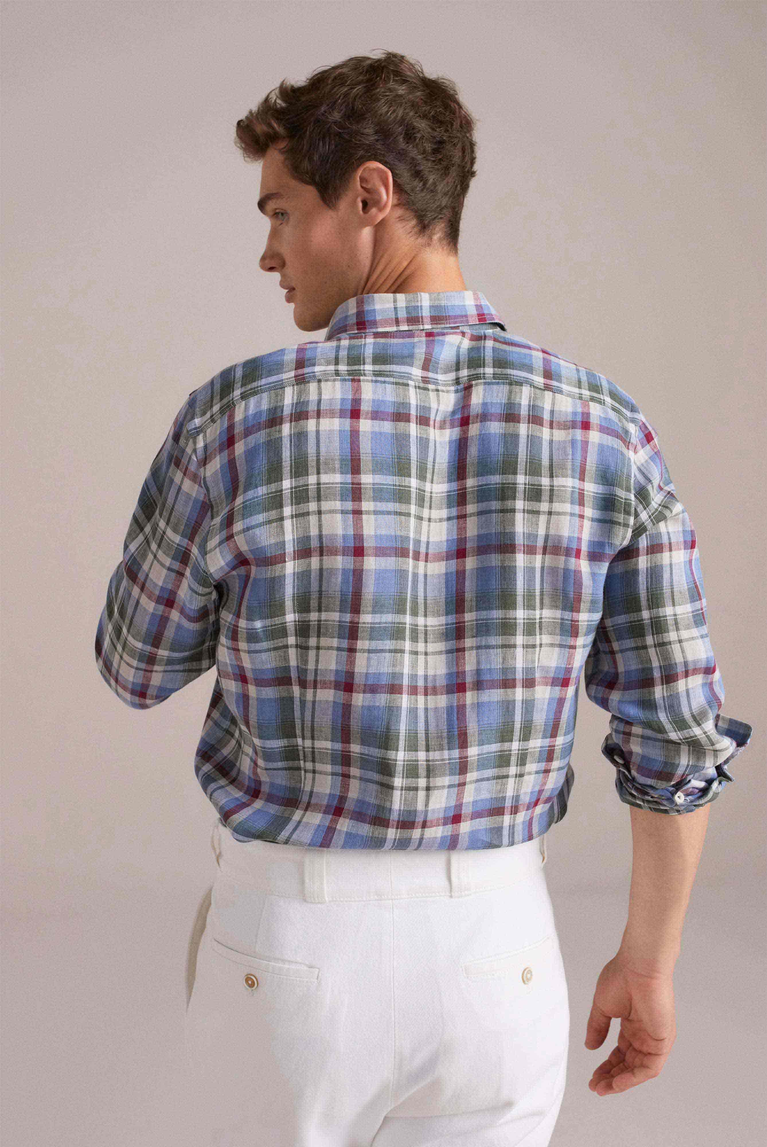 Van Laack-Legeres Leinenhemd mit Button-Down Kragen Grün/bunt kariert-Hemden & Blusen-Black-Deal-Outlet-by-ARCHIVIST