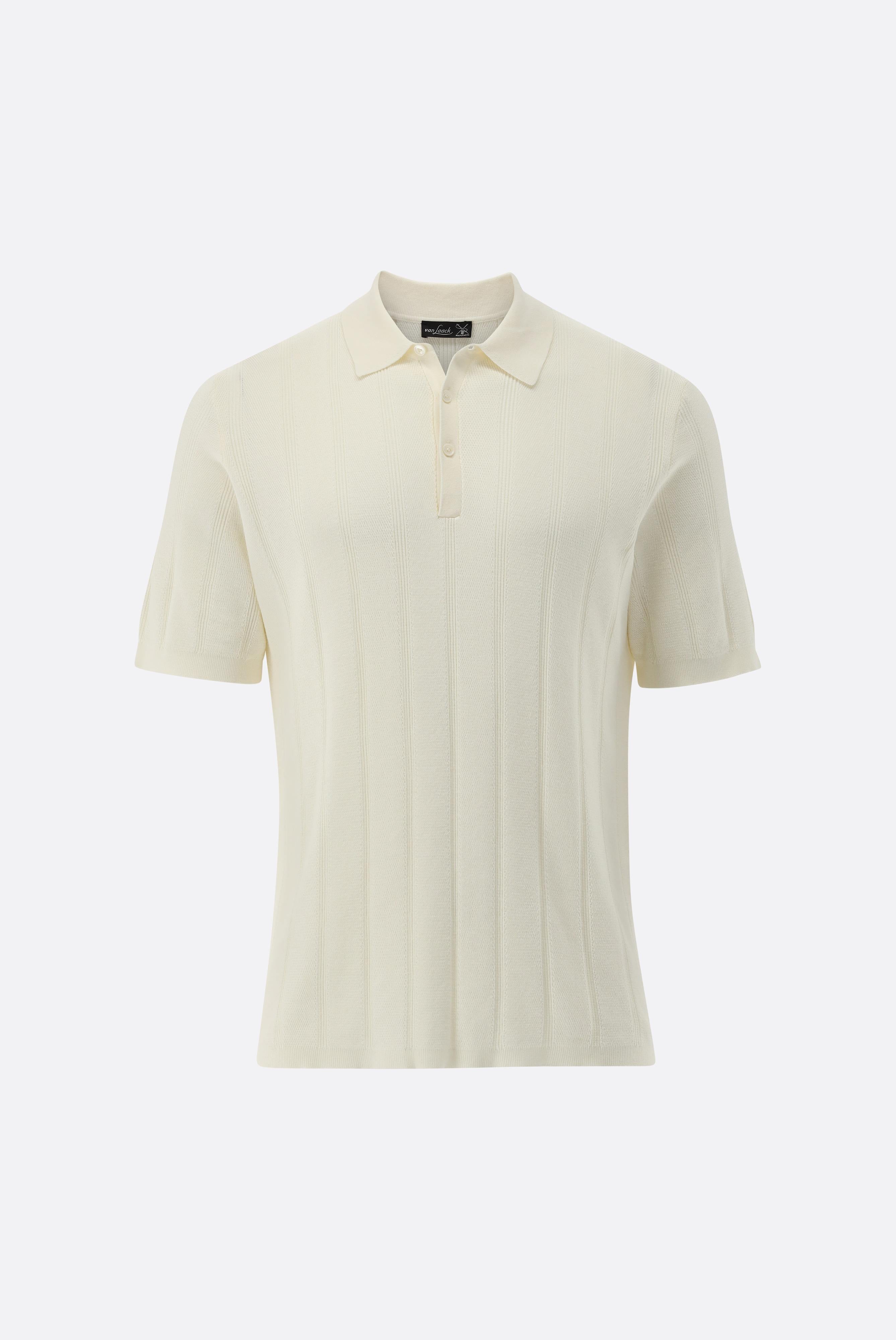 Knitted polo shirt with jacquard stripes