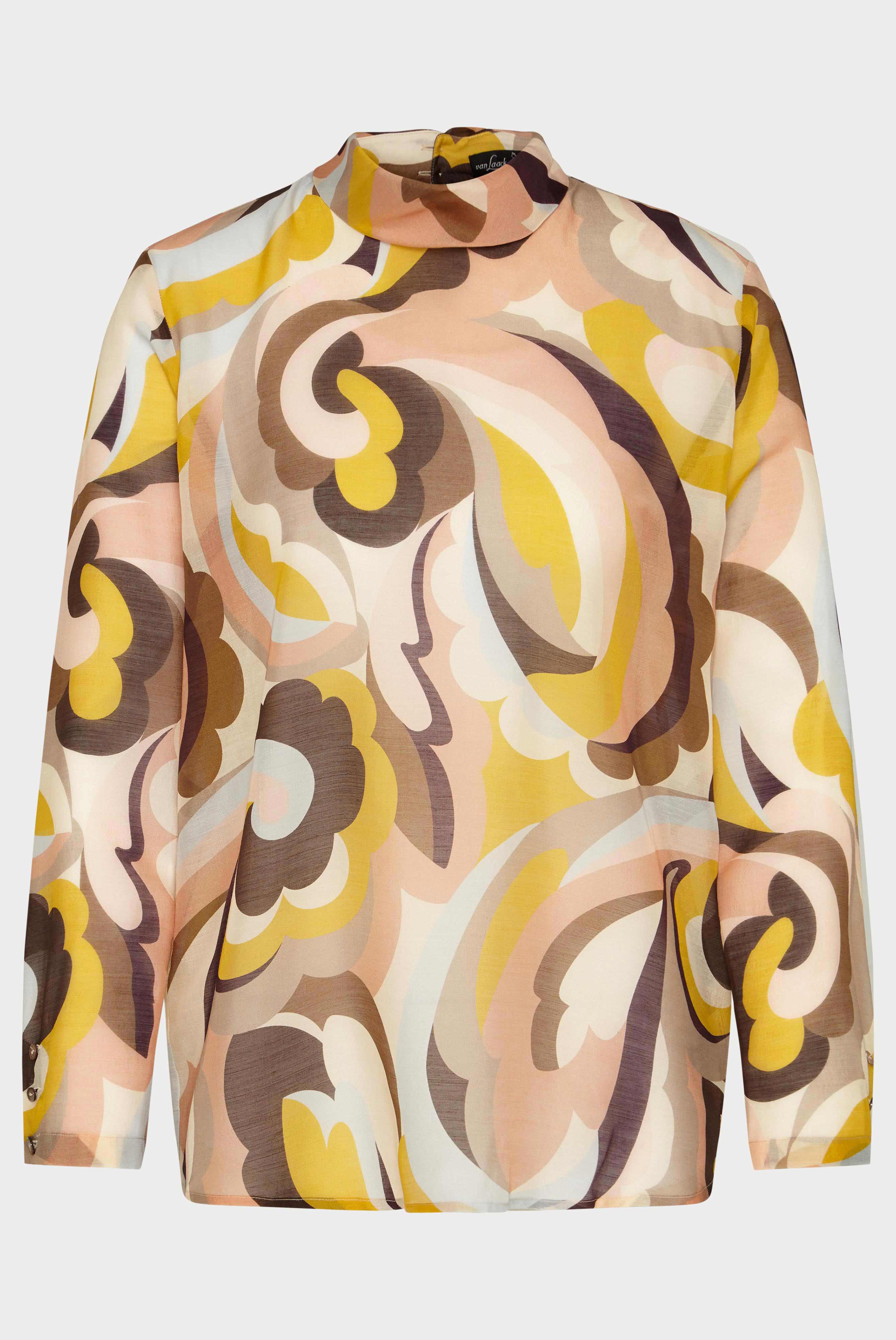 Hemdbluse mit Paisley Print Beige/Braun/Koralle