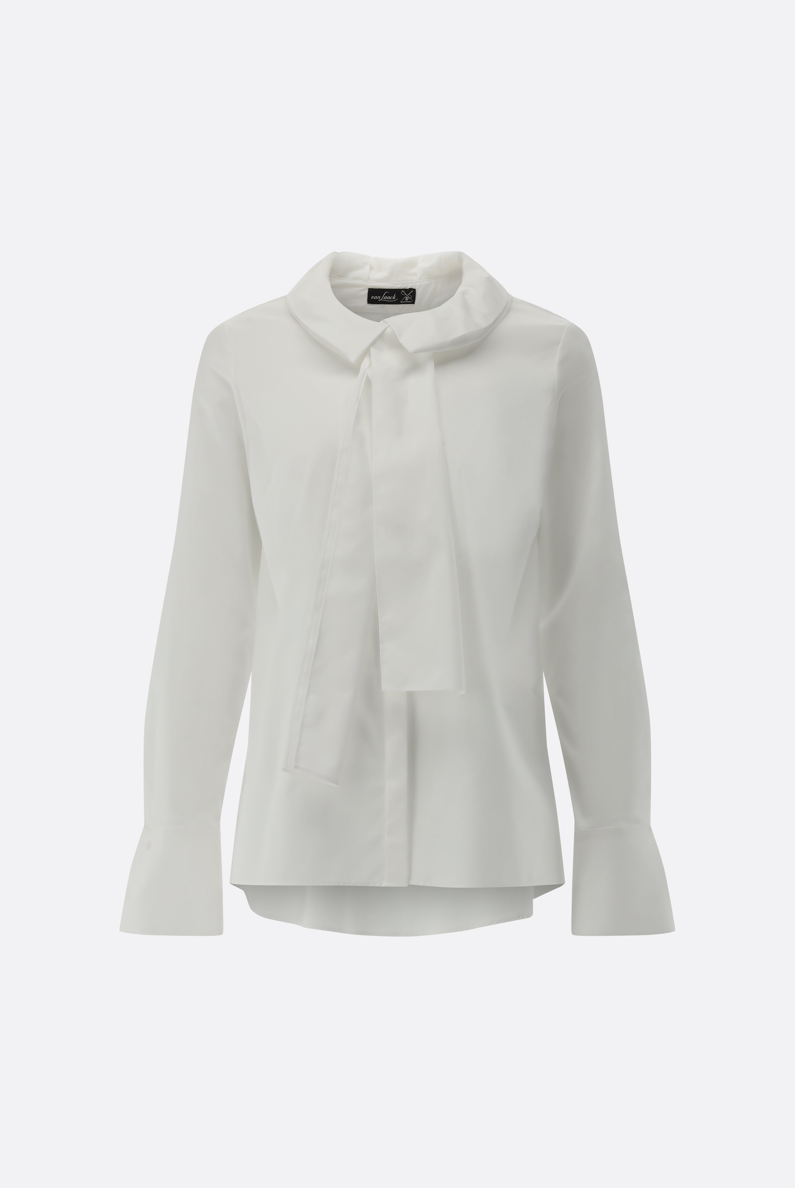 Popeline Bluse mit Faltenkragen und Schluppe