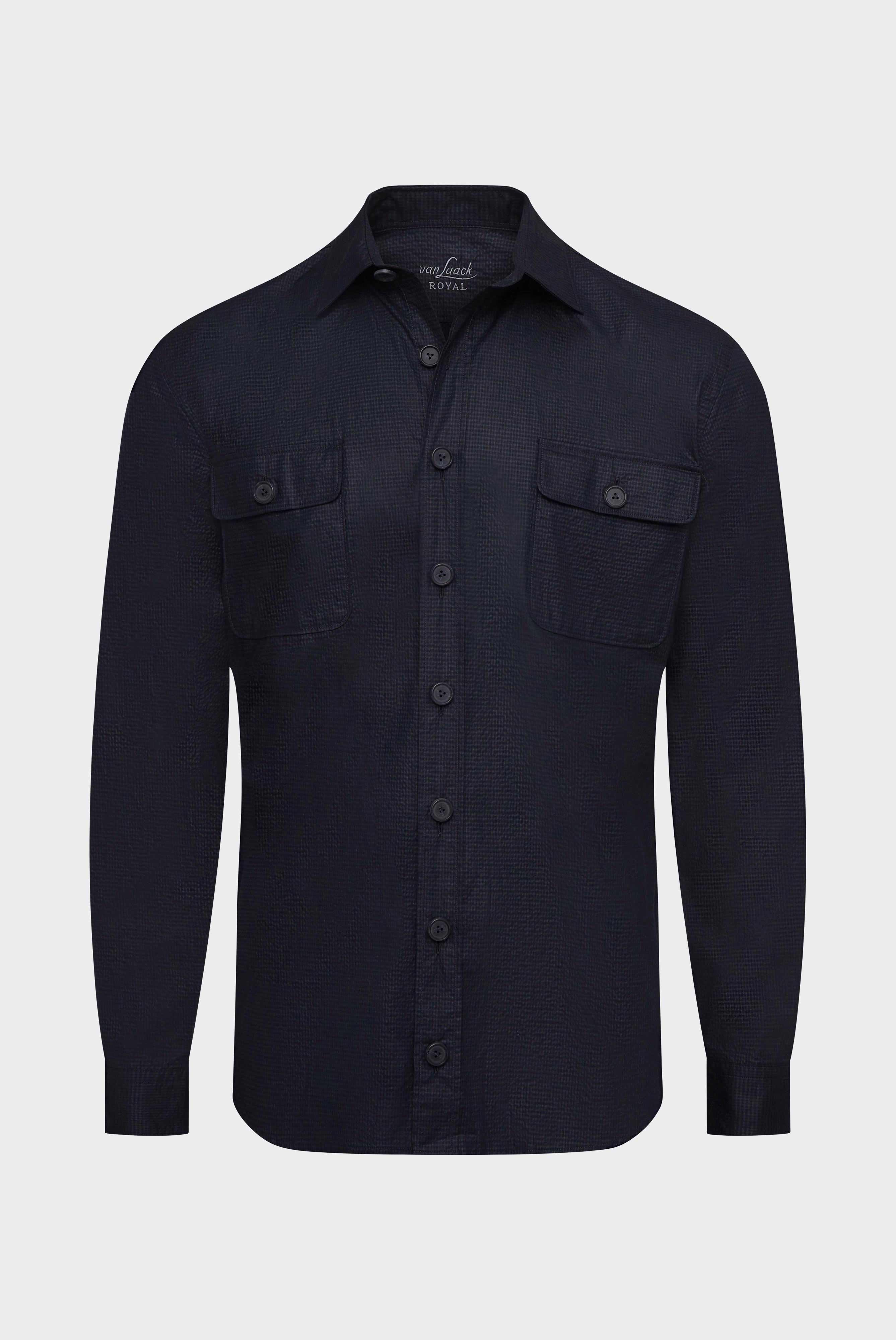 Van Laack-Hochwertiges Overshirt aus Baumwollmischgewebe Dunkelblau-Hemden & Blusen-Black-Deal-Outlet-by-ARCHIVIST