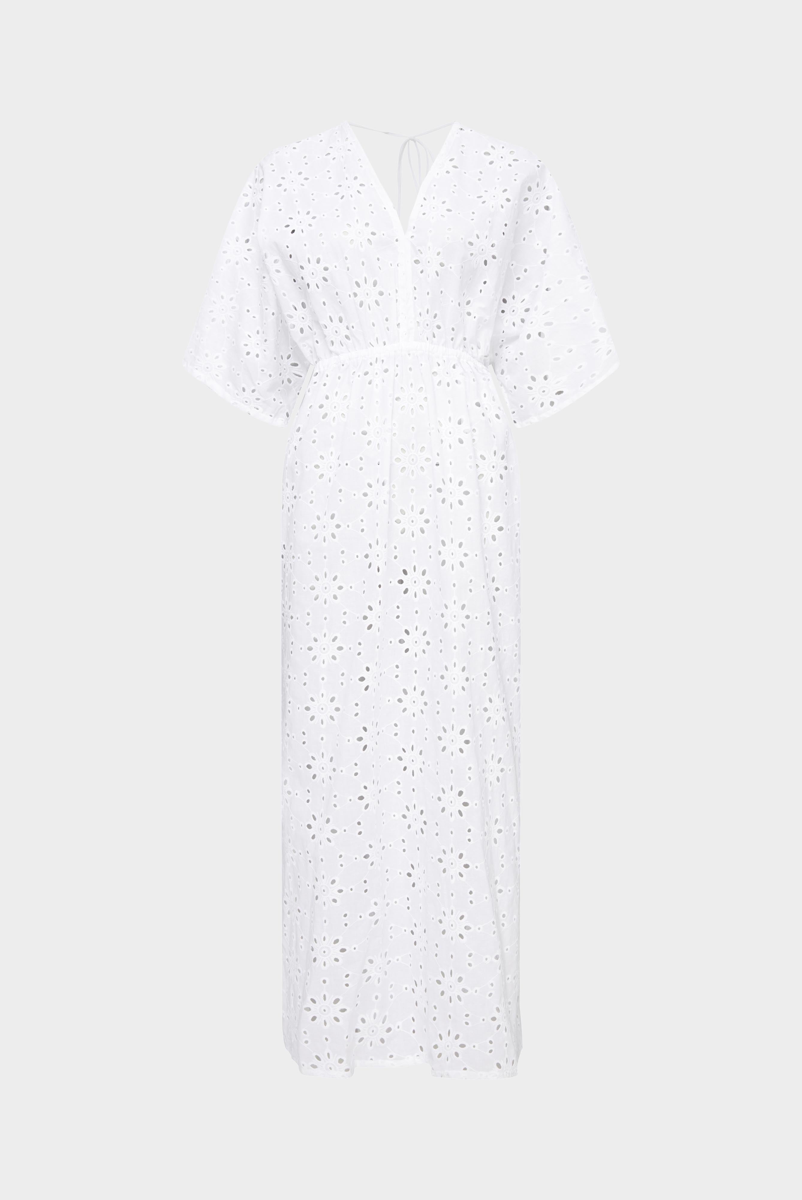 Van Laack-Tailliertes Maxikleid aus geraffter Baumwolle mit Lochstickerei Weiß-Kleider & Röcke-Black-Deal-Outlet-by-ARCHIVIST