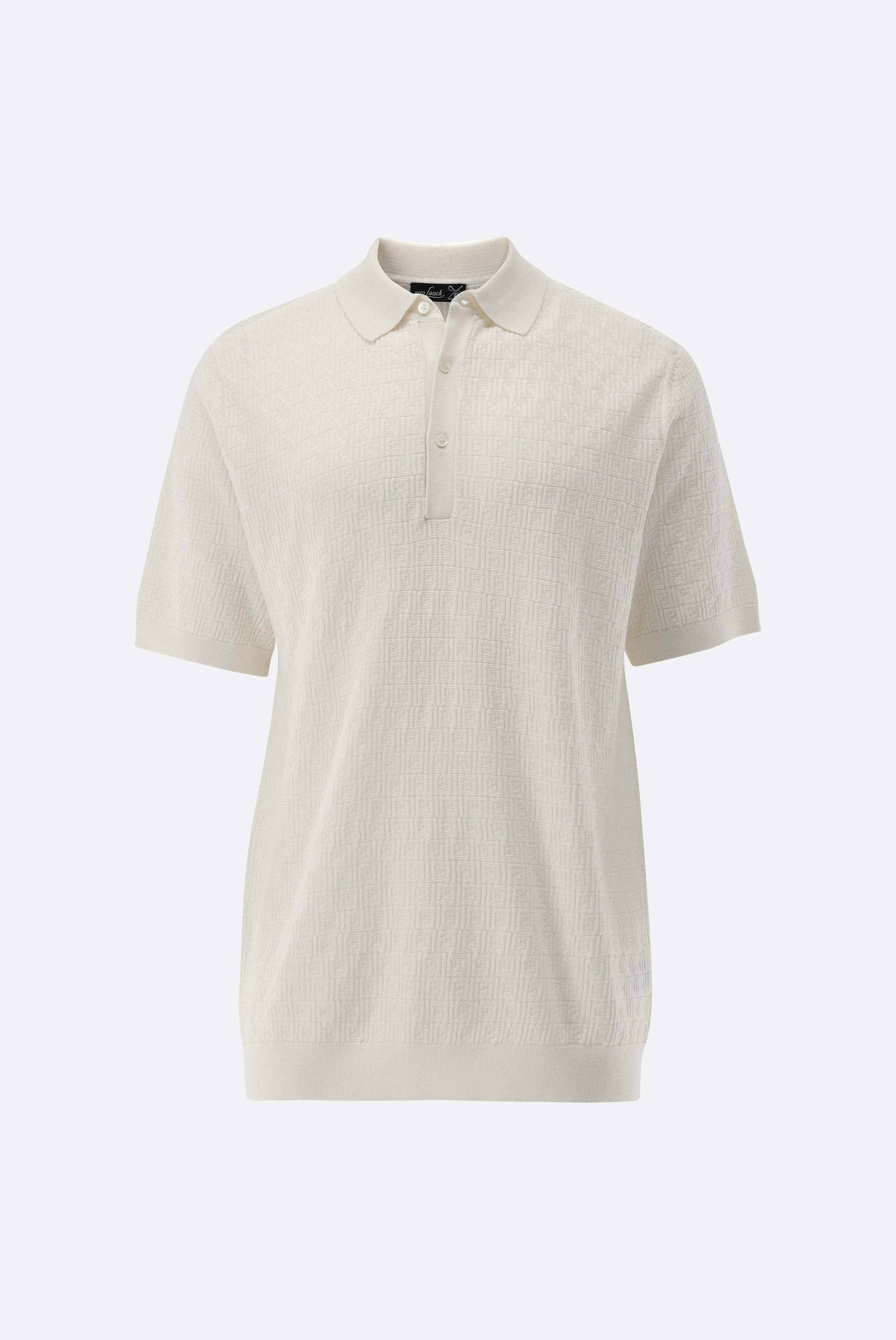 Van Laack-Strick Poloshirt mit Signature Jacquard Muster-Shirts-Black-Deal-Outlet-by-ARCHIVIST
