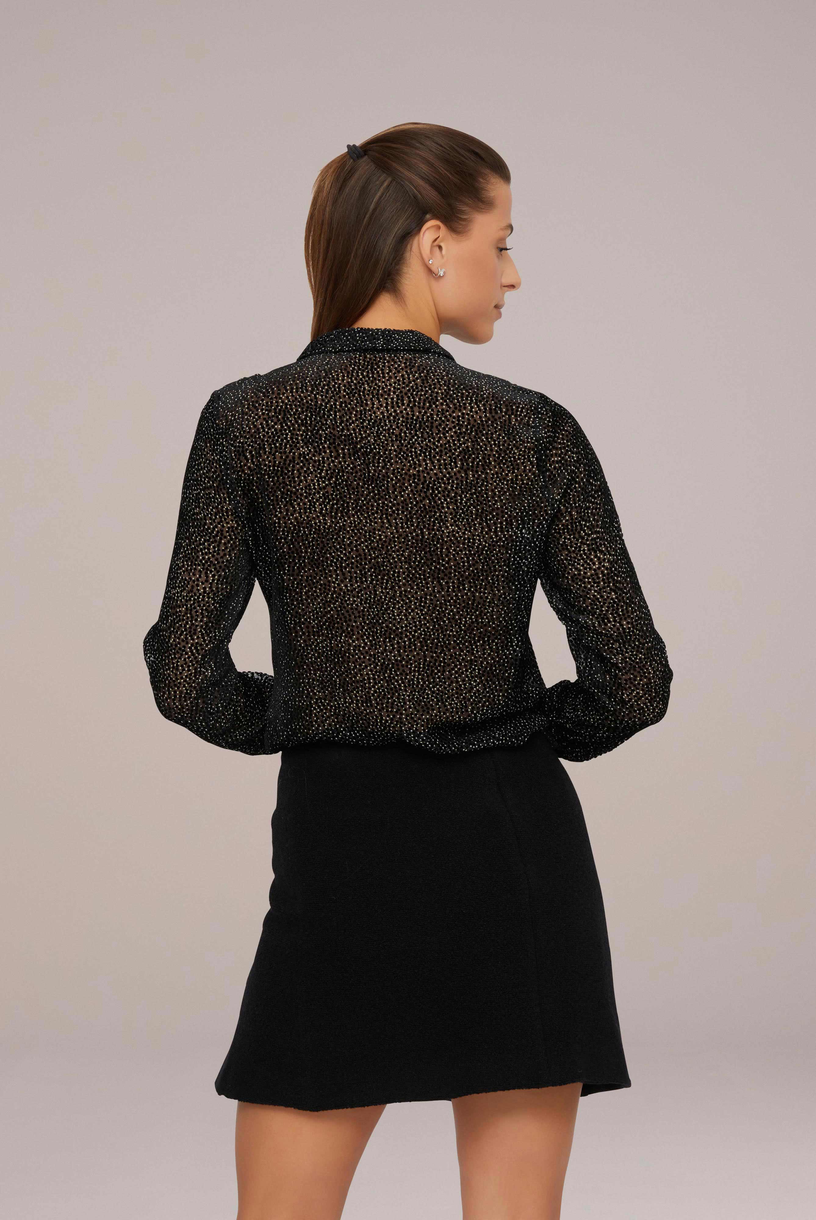 Devoré Hemdbluse Bedruckt Schwarz