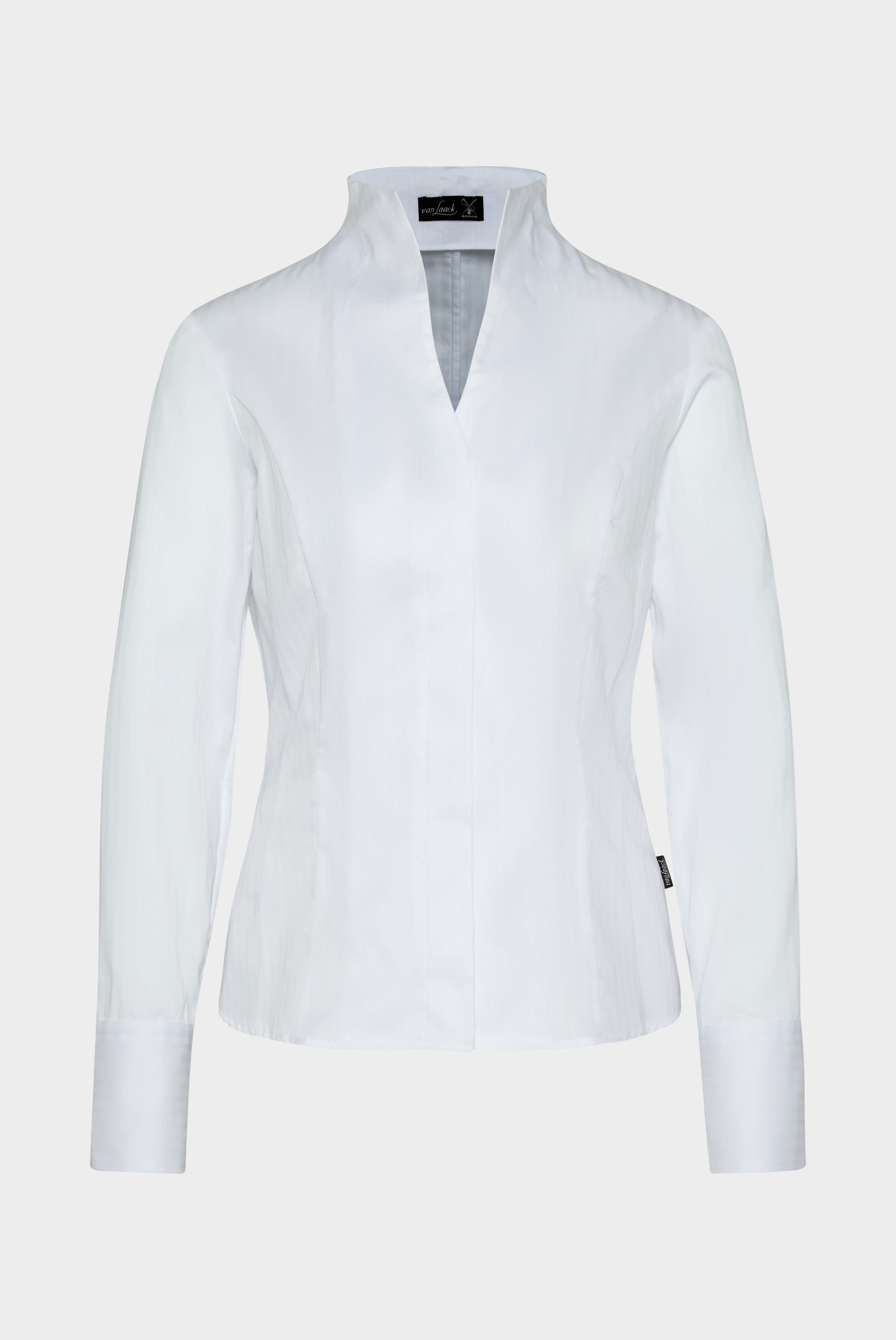Van Laack-Kelchkragenbluse mit Jacquard Streifen Weiß-Hemden & Blusen-Black-Deal-Outlet-by-ARCHIVIST