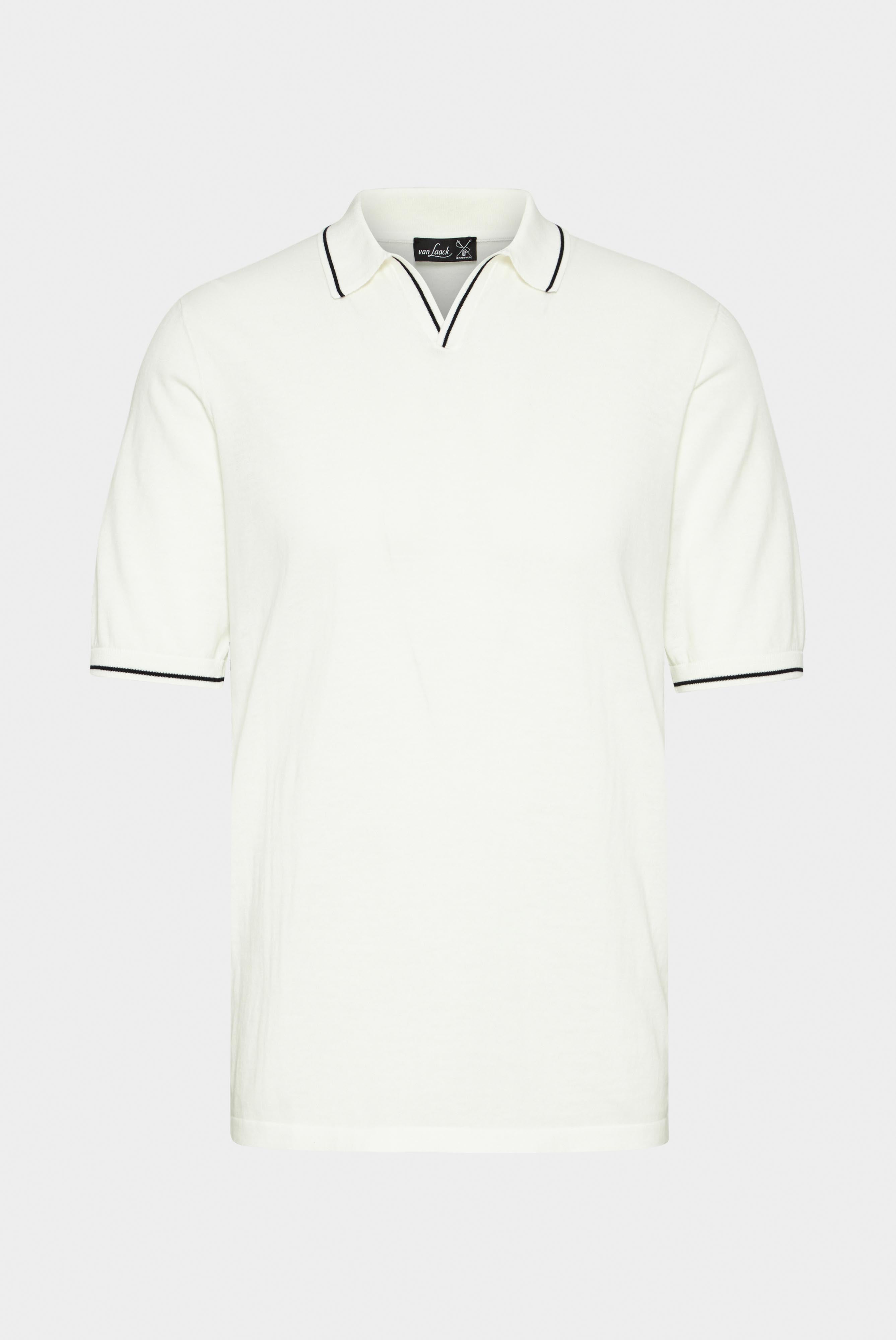 Van Laack-Strick Poloshirt aus Air Cotton mit V-Ausschnitt Offwhite-Shirts-Black-Deal-Outlet-by-ARCHIVIST