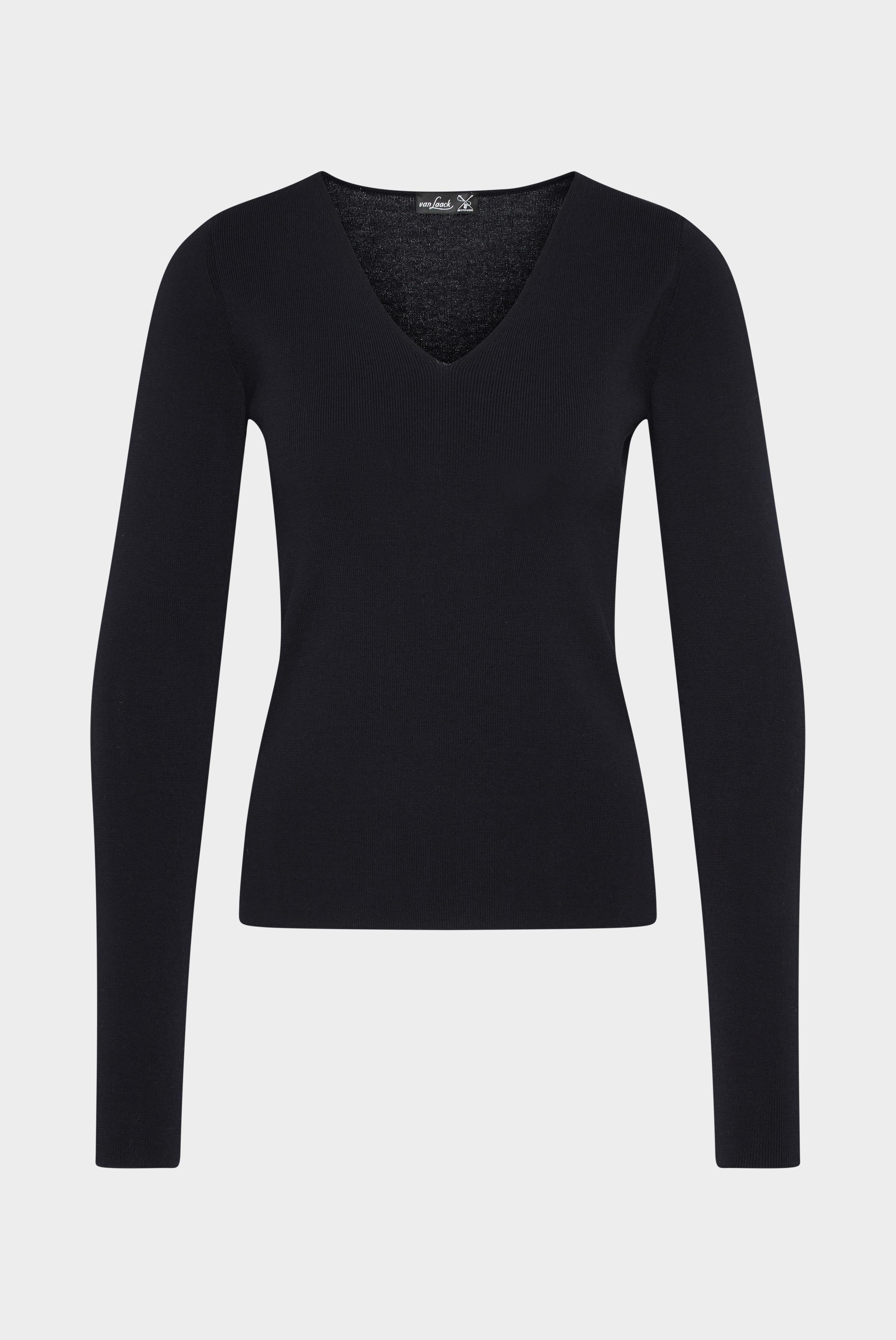 Van Laack-Slim Fit Pullover mit V-Ausschnitt aus Baumwolle-Strick & Pullover-Black-Deal-Outlet-by-ARCHIVIST