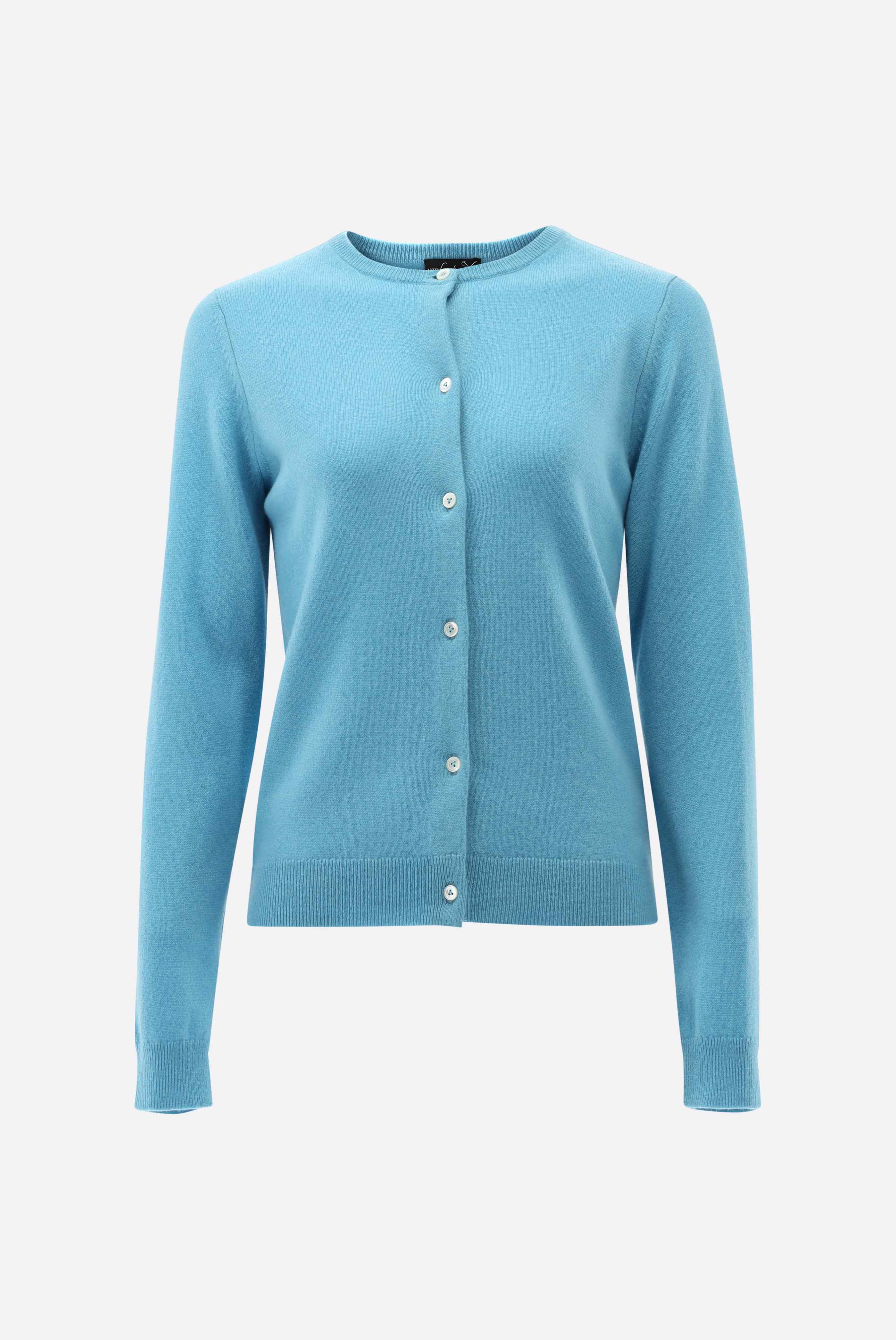 Cashmere cardigan with round neck