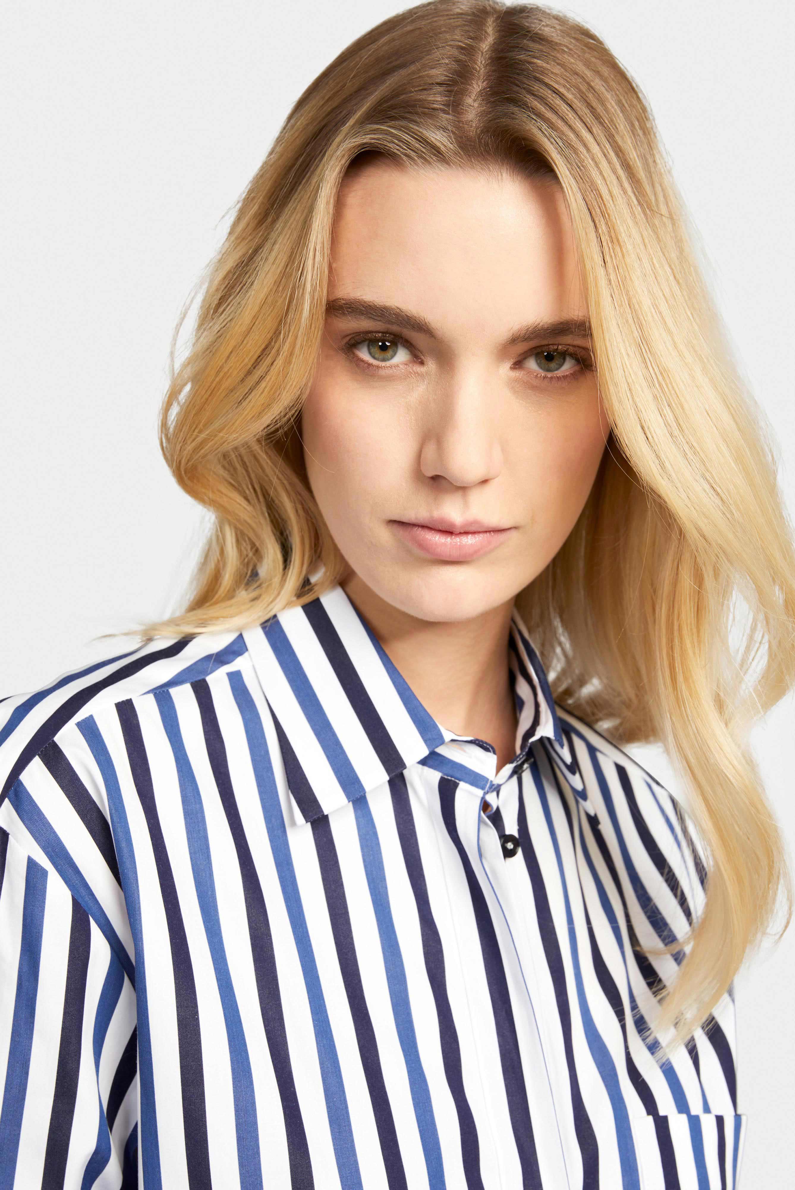Blue and white striped shirt blouse