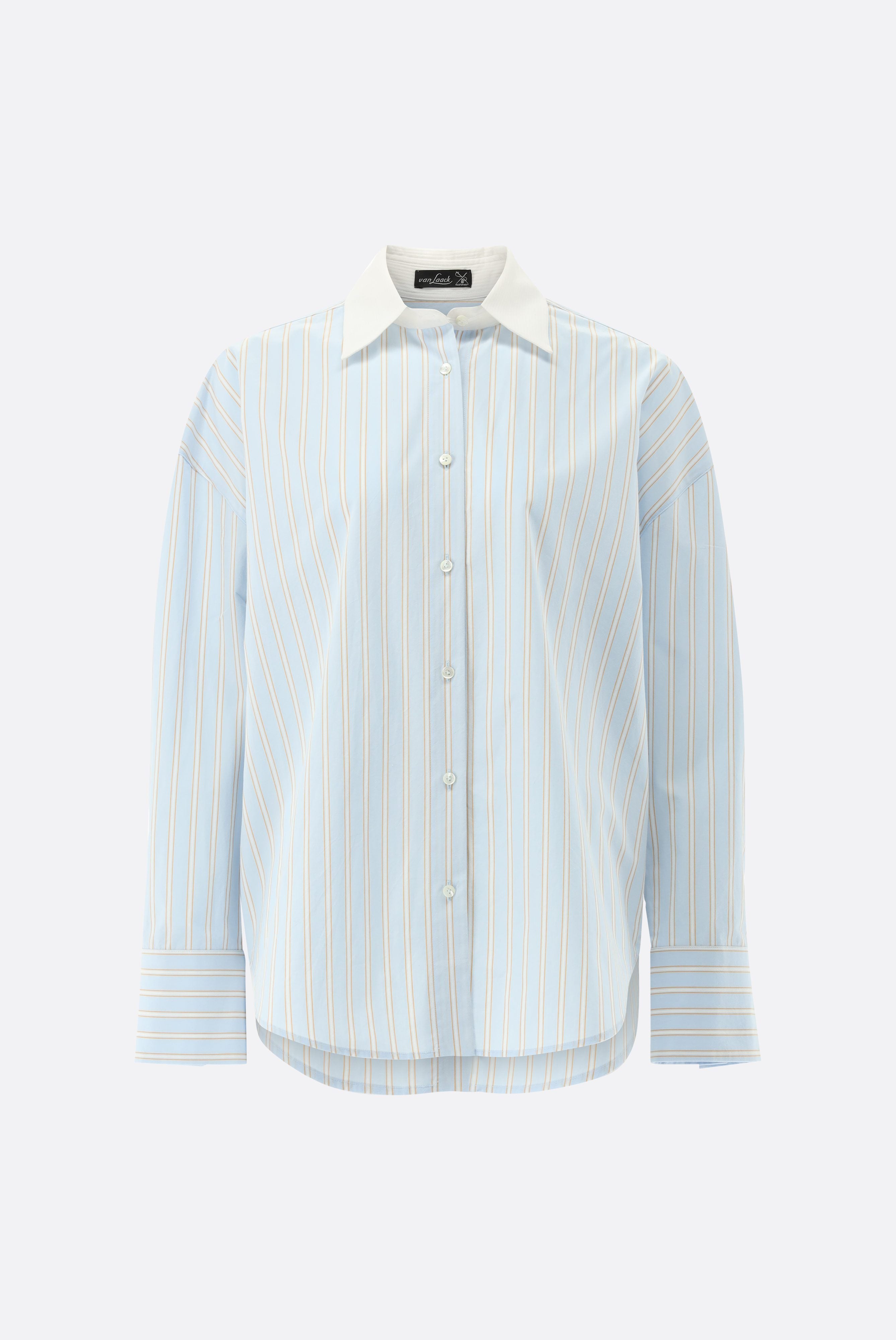 Van Laack-Gestreifte Hemdbluse mit Kontrastkragen-Hemden & Blusen-Black-Deal-Outlet-by-ARCHIVIST