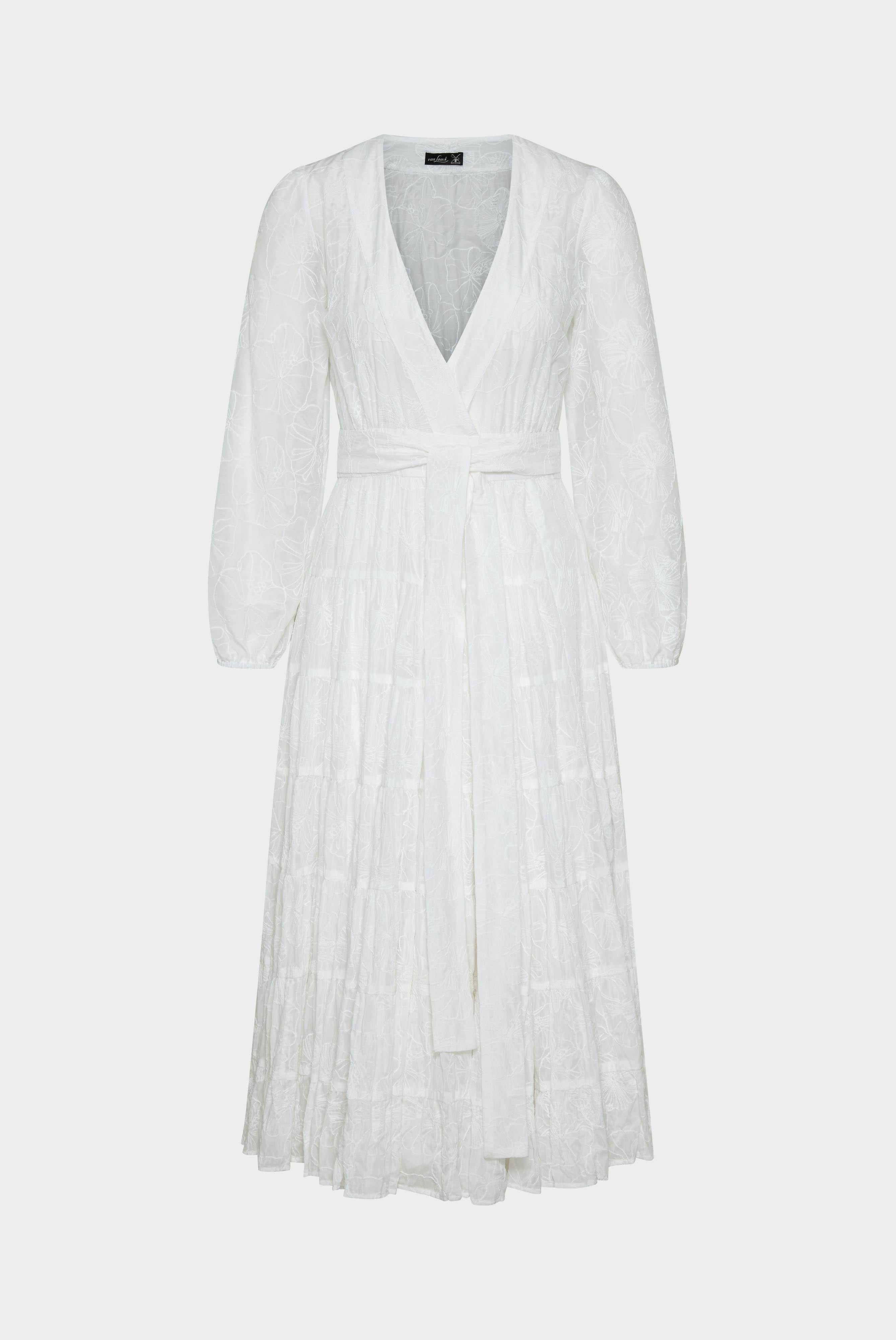 Van Laack-Midi-Wickelkleid mit Puffärmeln mit Seide und Baumwolle-Kleider & Röcke-Black-Deal-Outlet-by-ARCHIVIST