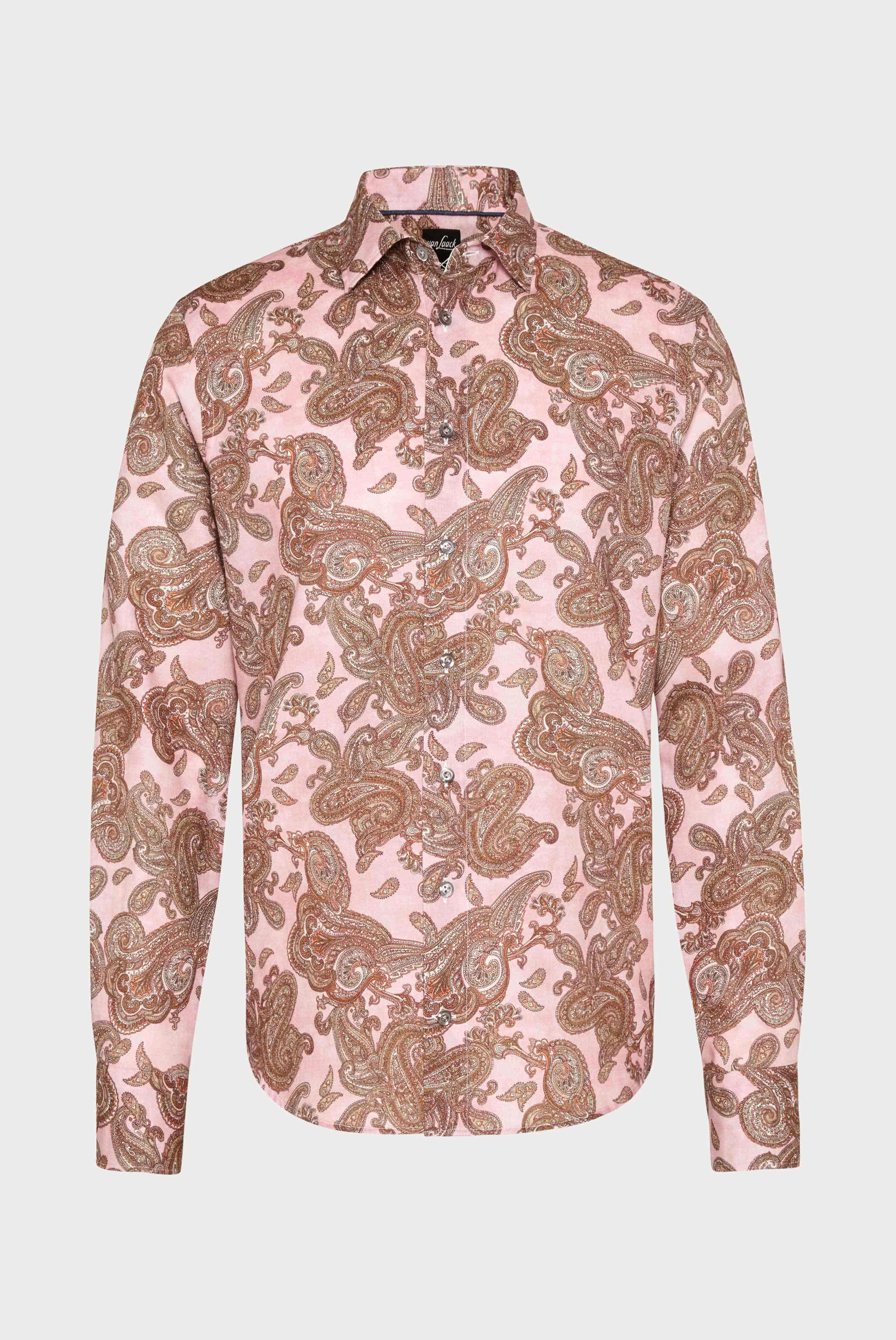 Van Laack-Strukturiertes Baumwollhemd mit Vintage Paisley-Druck und Paspeldetails-Hemden & Blusen-Black-Deal-Outlet-by-ARCHIVIST