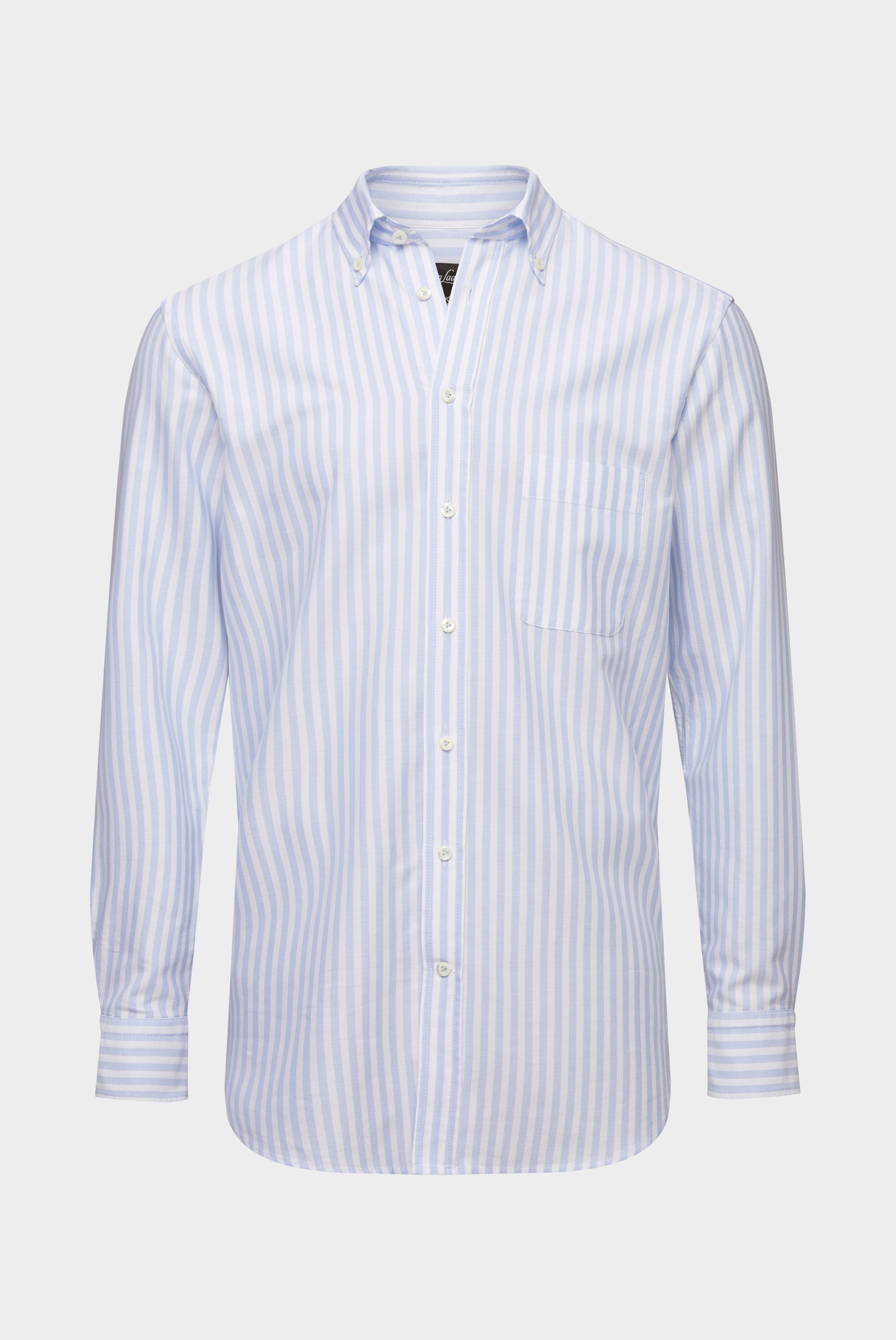 Classic striped shirt with fine Oxford wash, coral