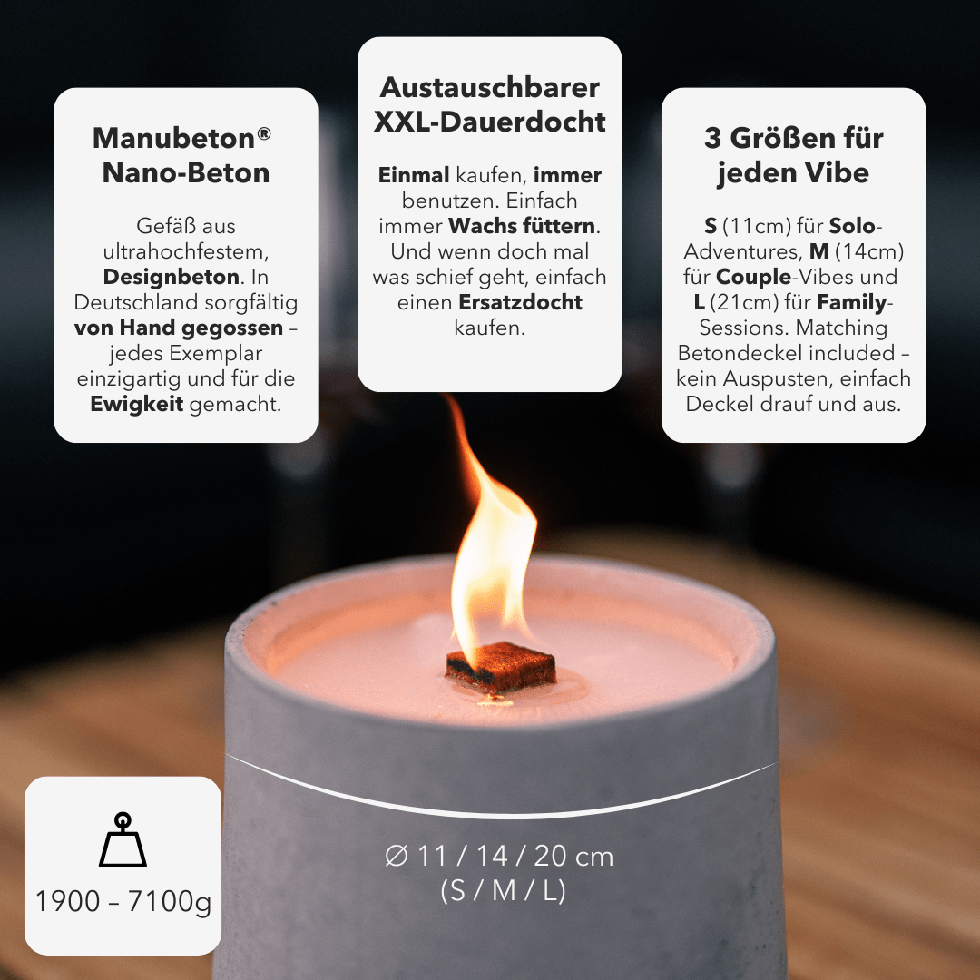 Manubeton-Dauerfeuer CLARUS (3er Set)-Kerze-Black-Deal-Outlet-by-ARCHIVIST