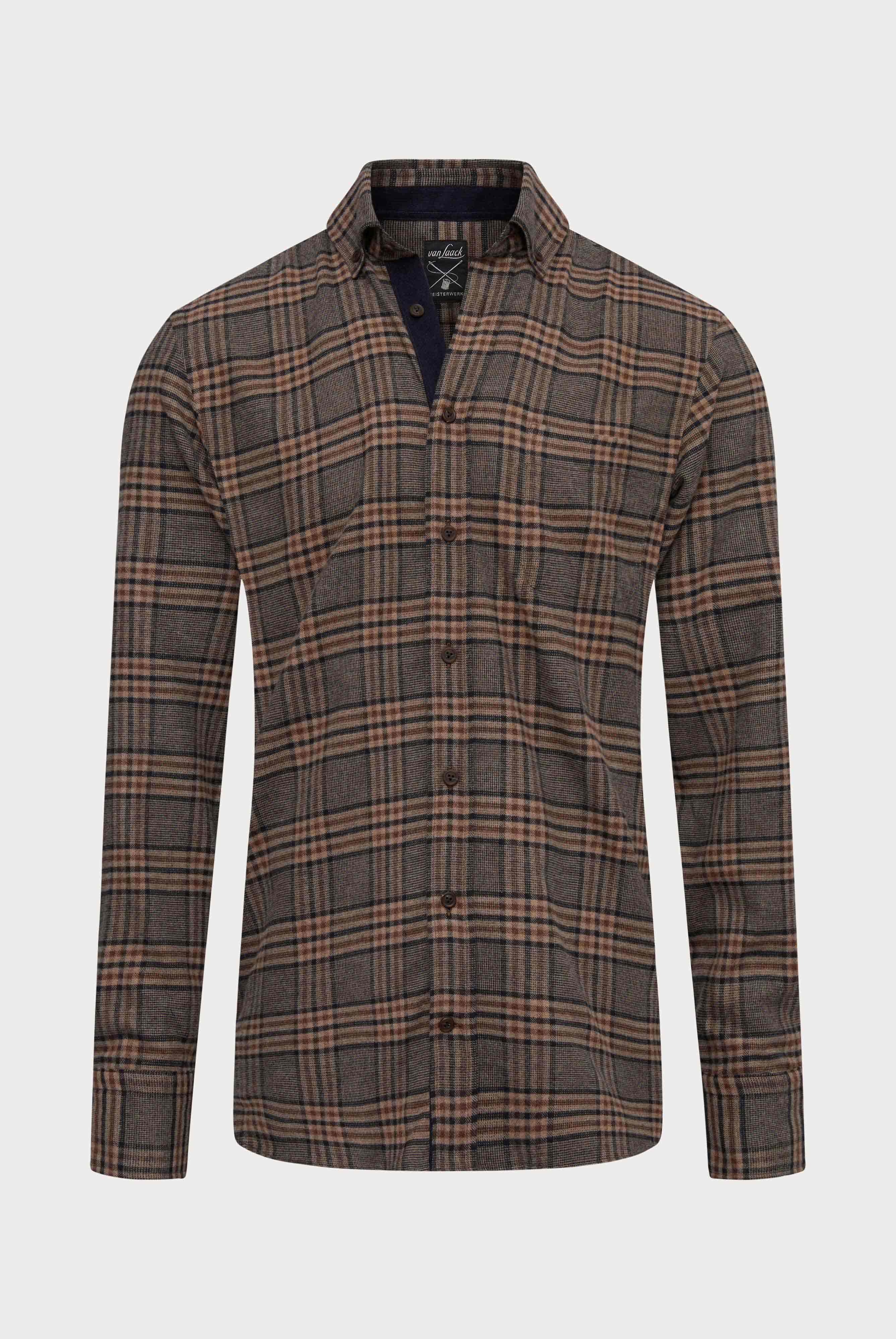 Van Laack-Flanell Hemd mit Button Down Kragen Tailor Fit Braun Kariert-Hemden & Blusen-Black-Deal-Outlet-by-ARCHIVIST