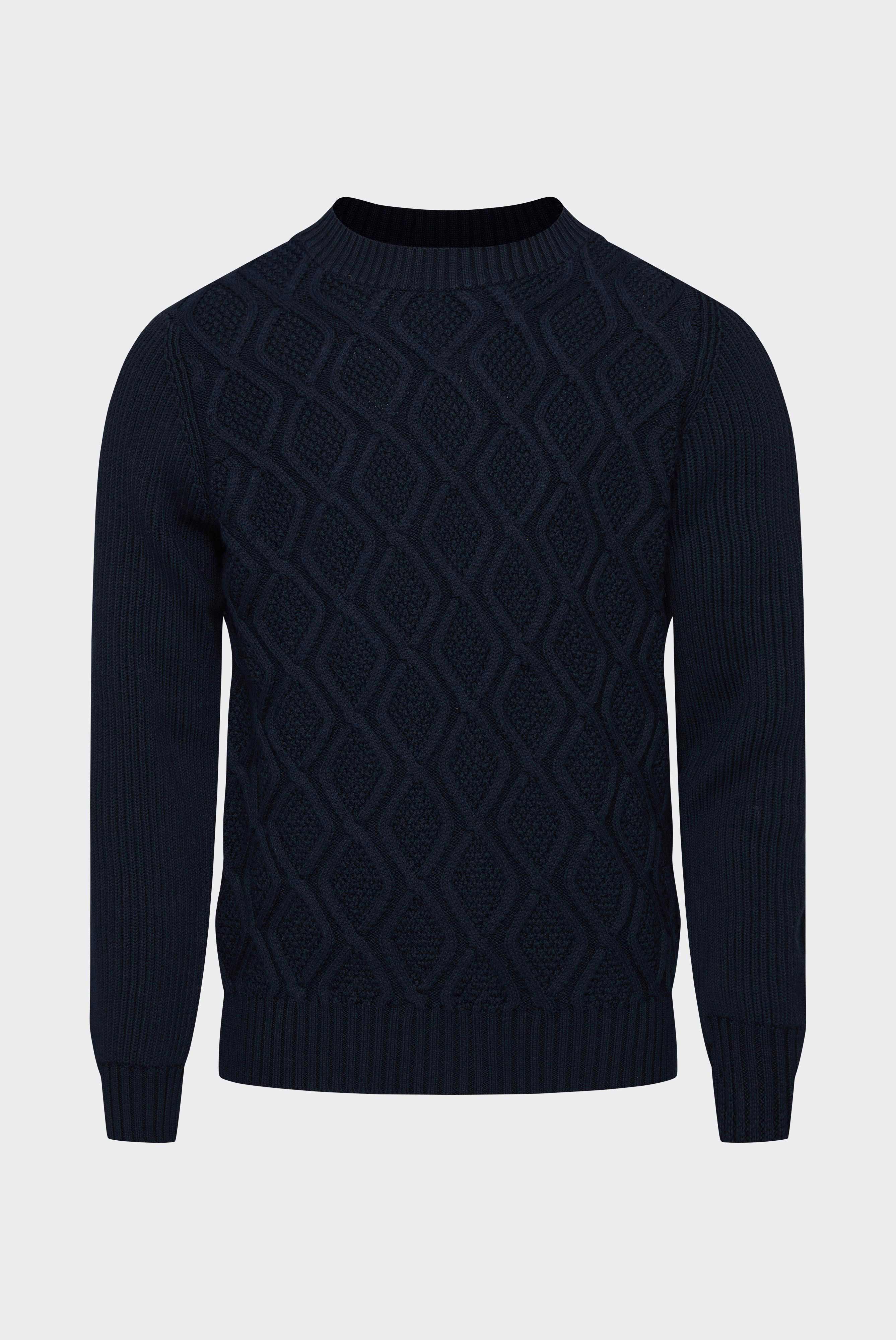 Zopfstrickpullover mit Rundhalsausschnitt