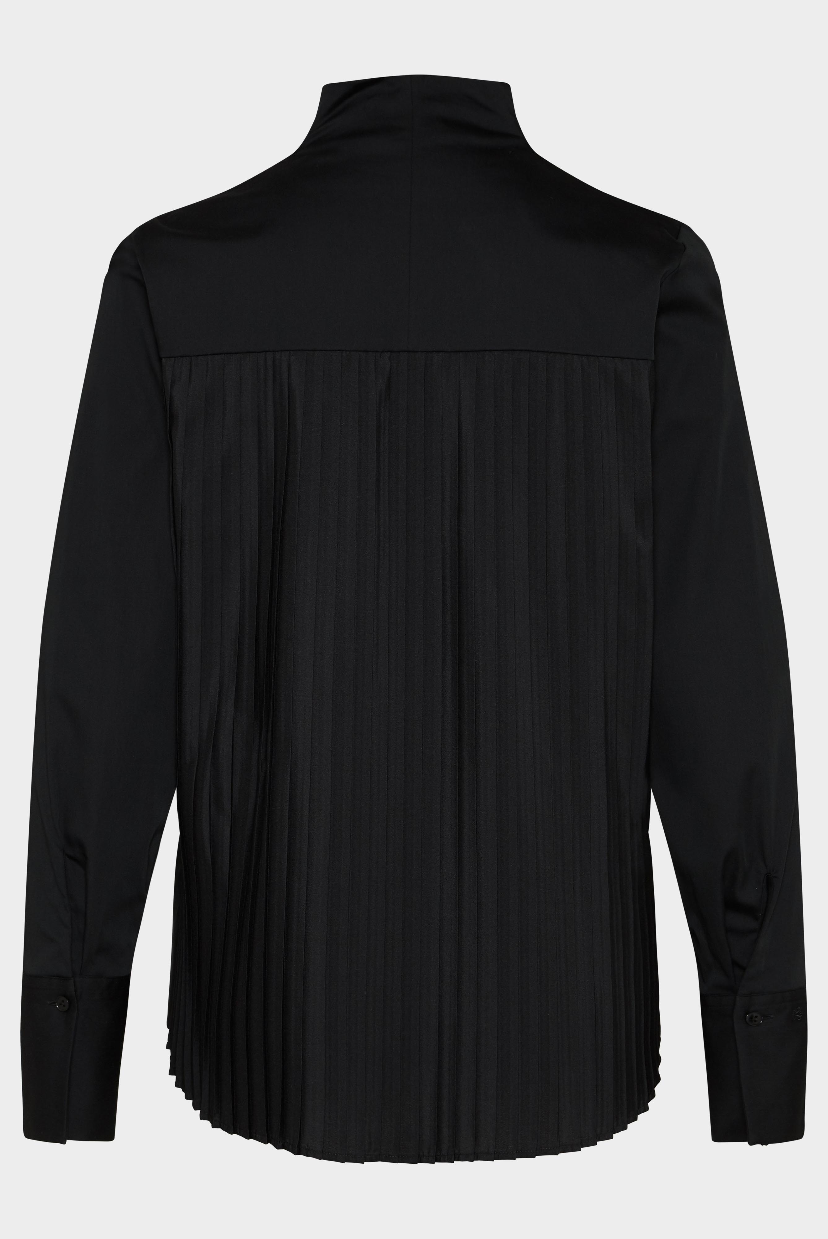 Satin stand-up collar blouse, white