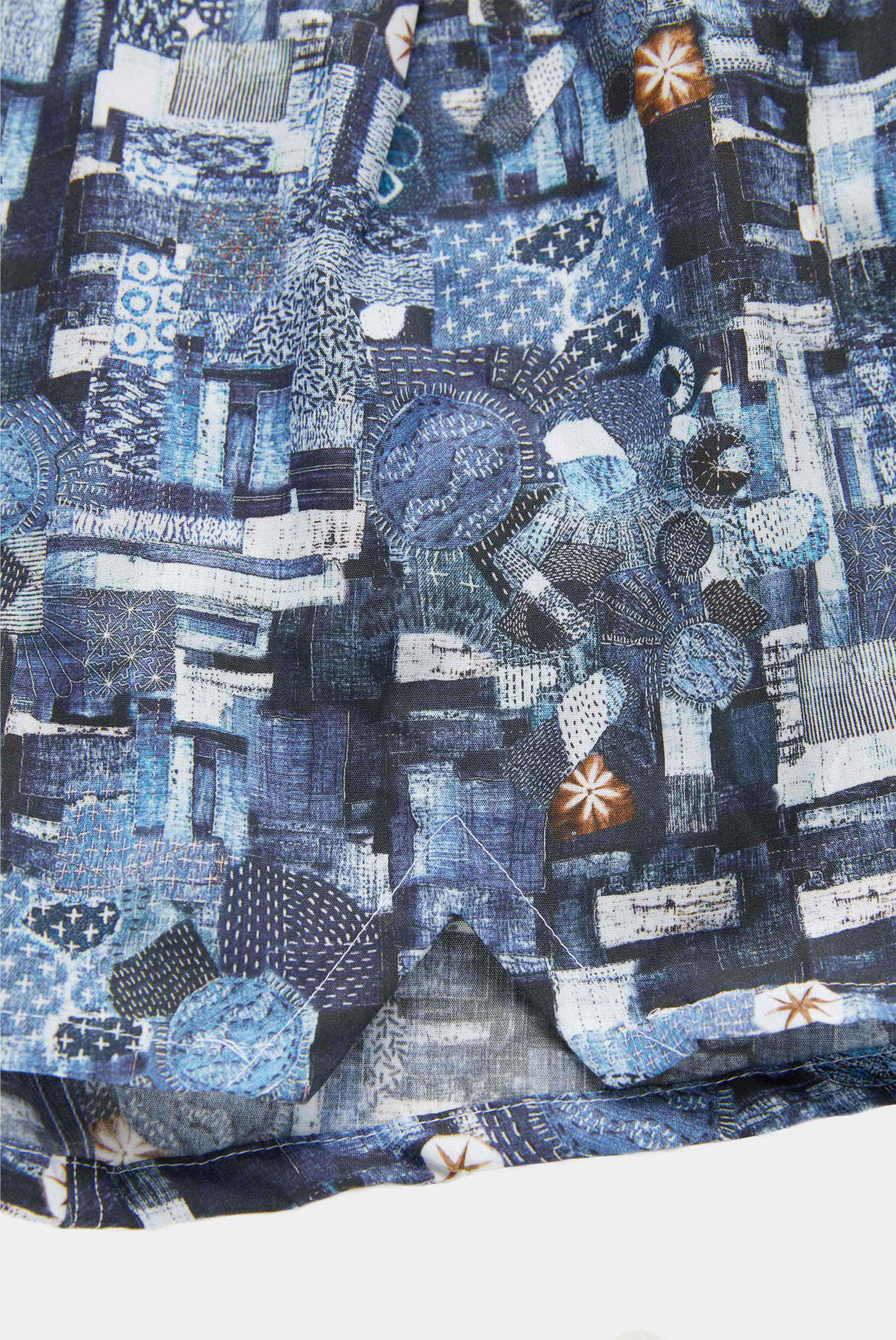 Comfortable boxer shorts with patchwork print, blue