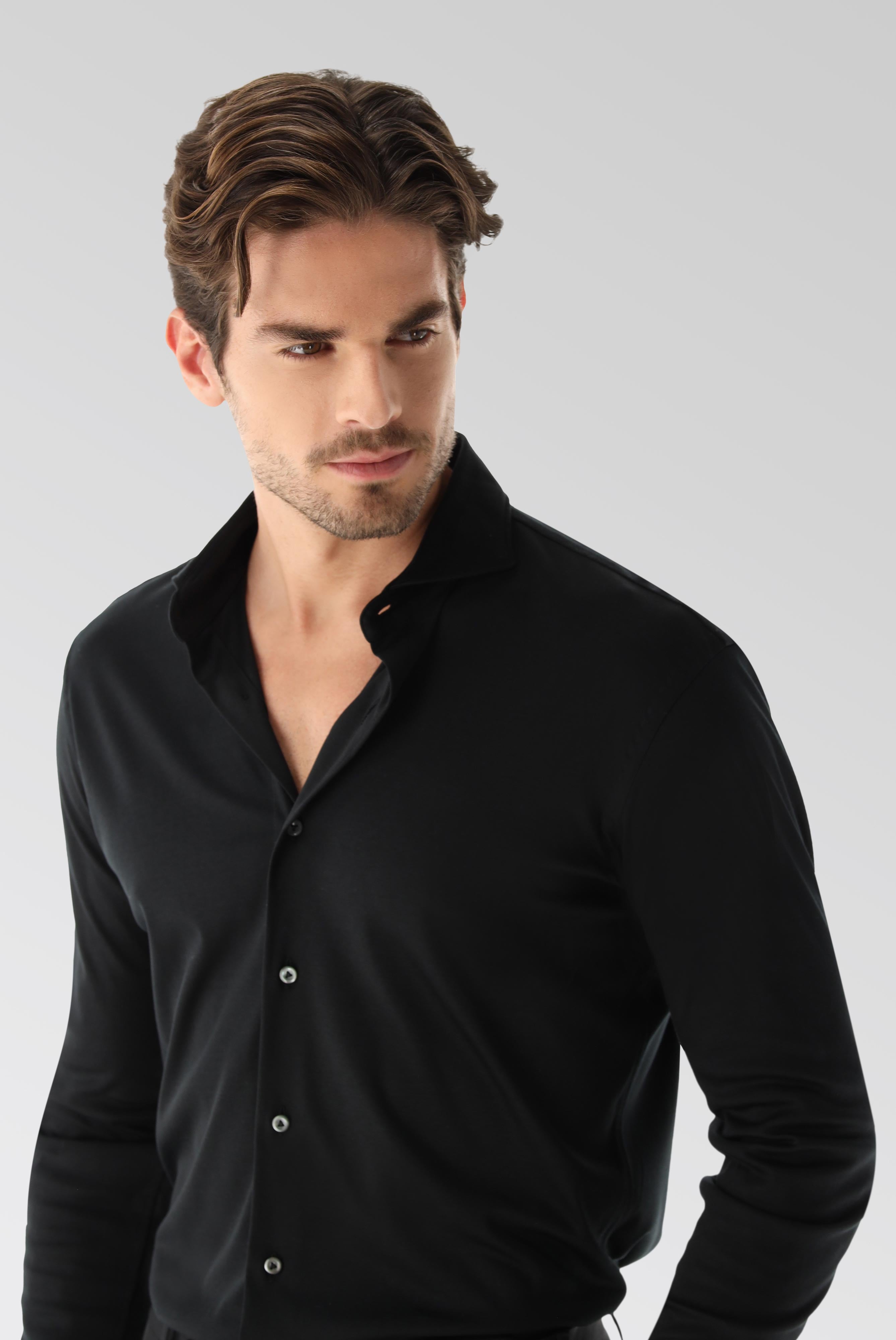 Jersey Hemd aus Schweizer Baumwolle Slim Fit