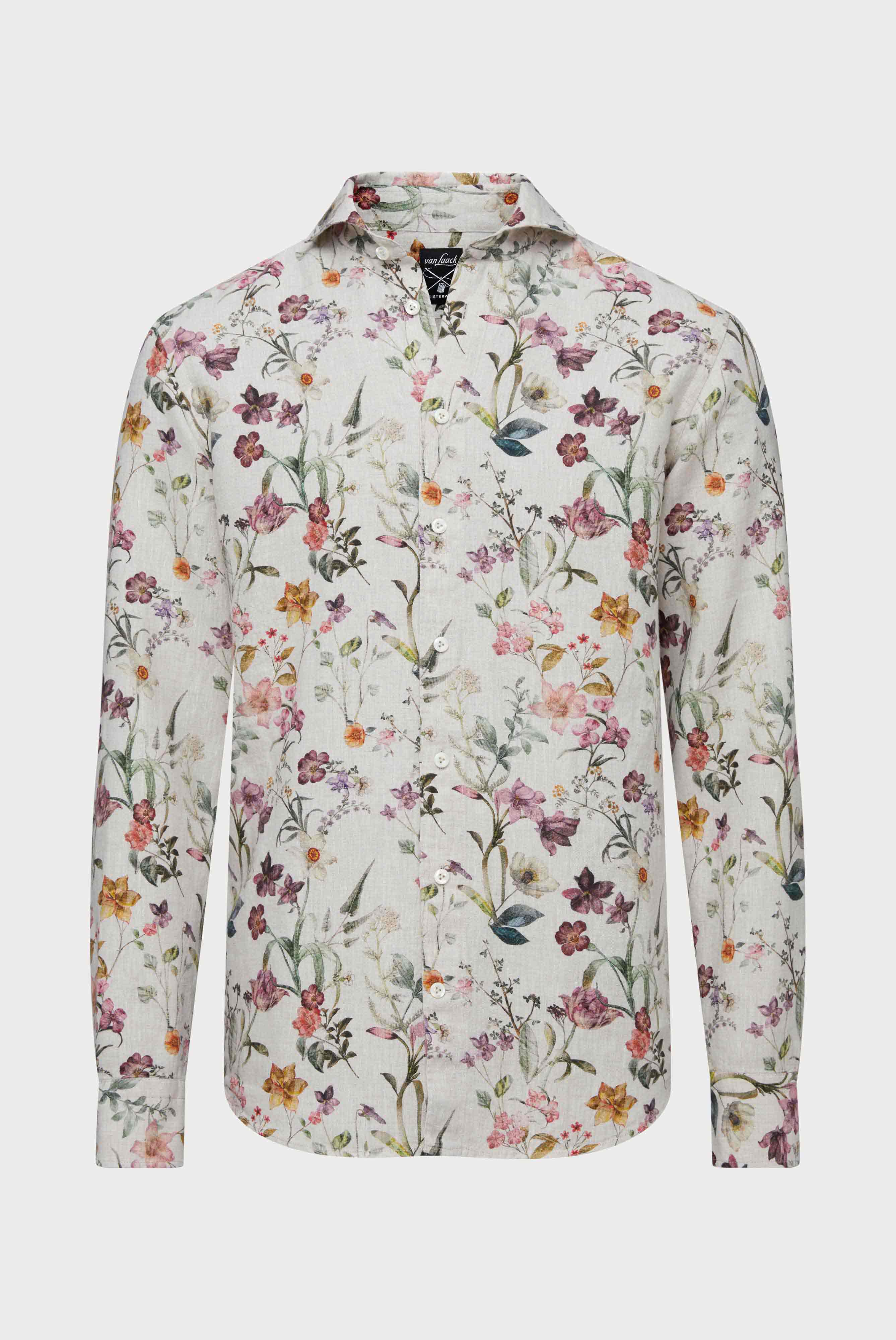 Linen shirt with floral print