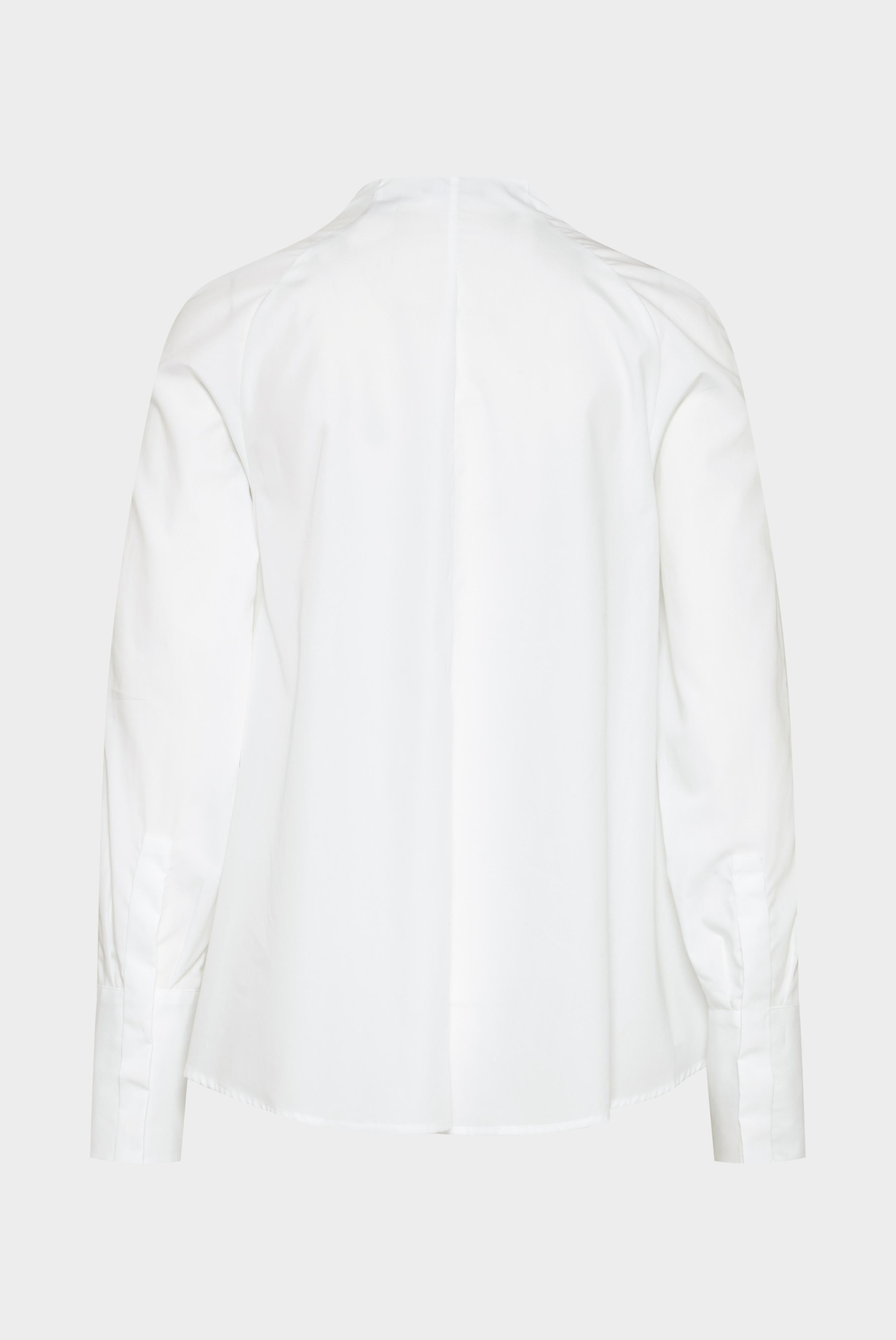 Popeline Kelchkragenbluse Weiß