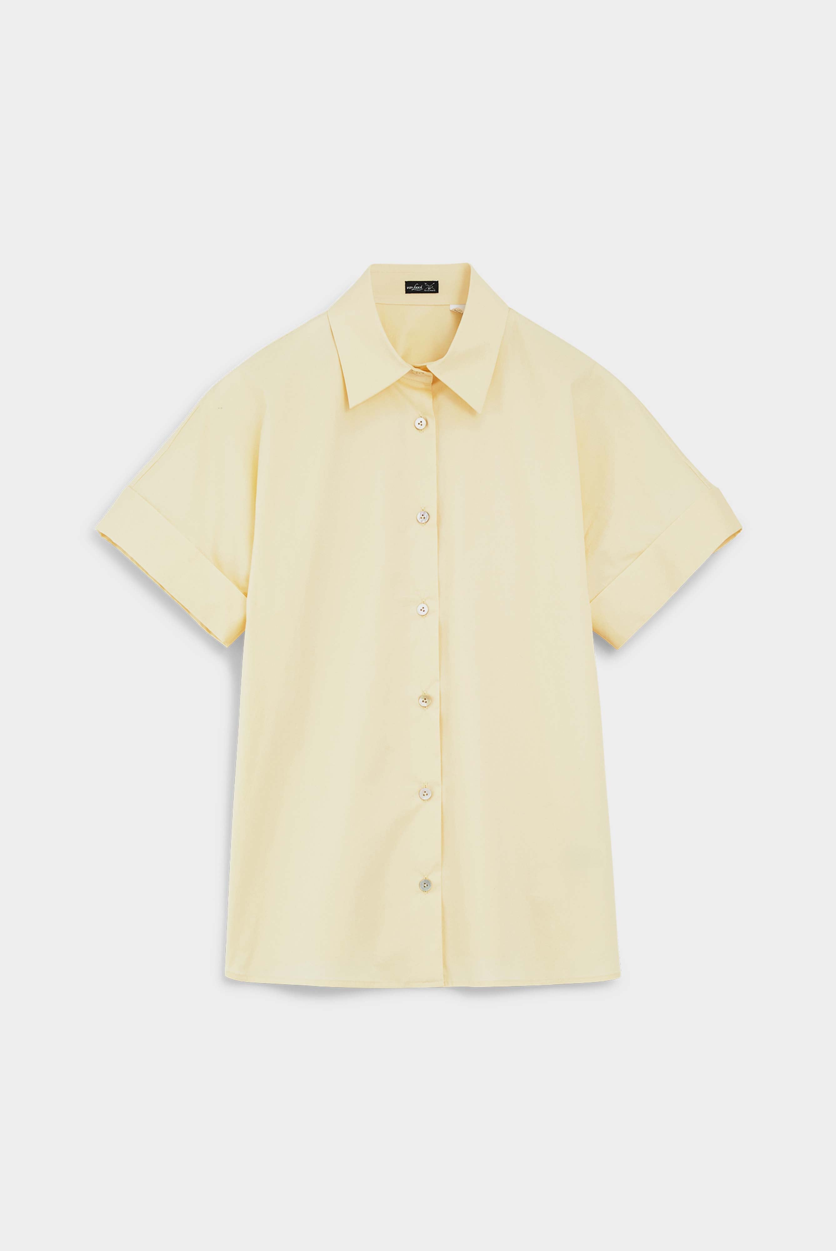 Classic business shirt blouse in yellow cotton