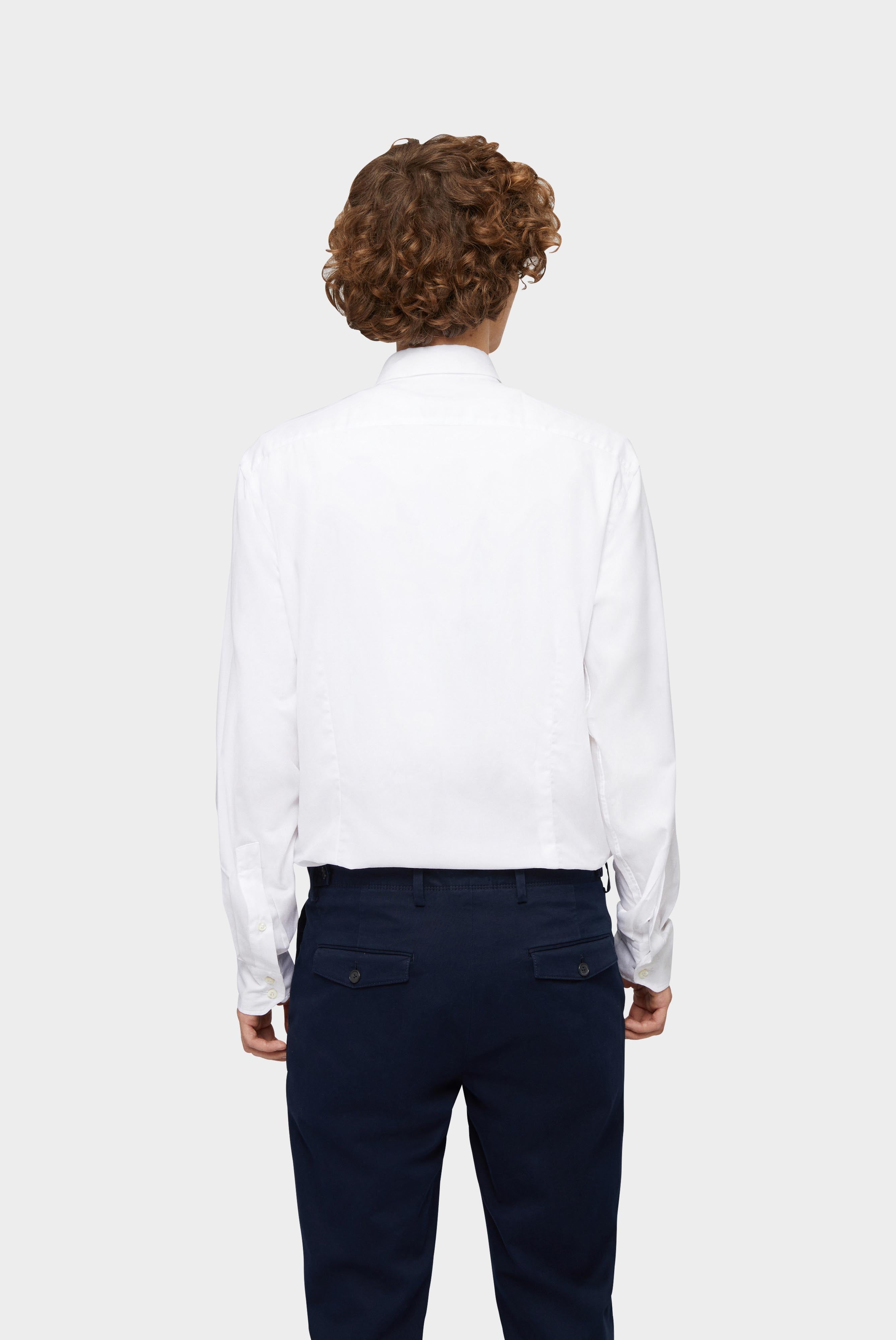 Twill Hemd mit Button Down Kragen Tailor Fit Weiß