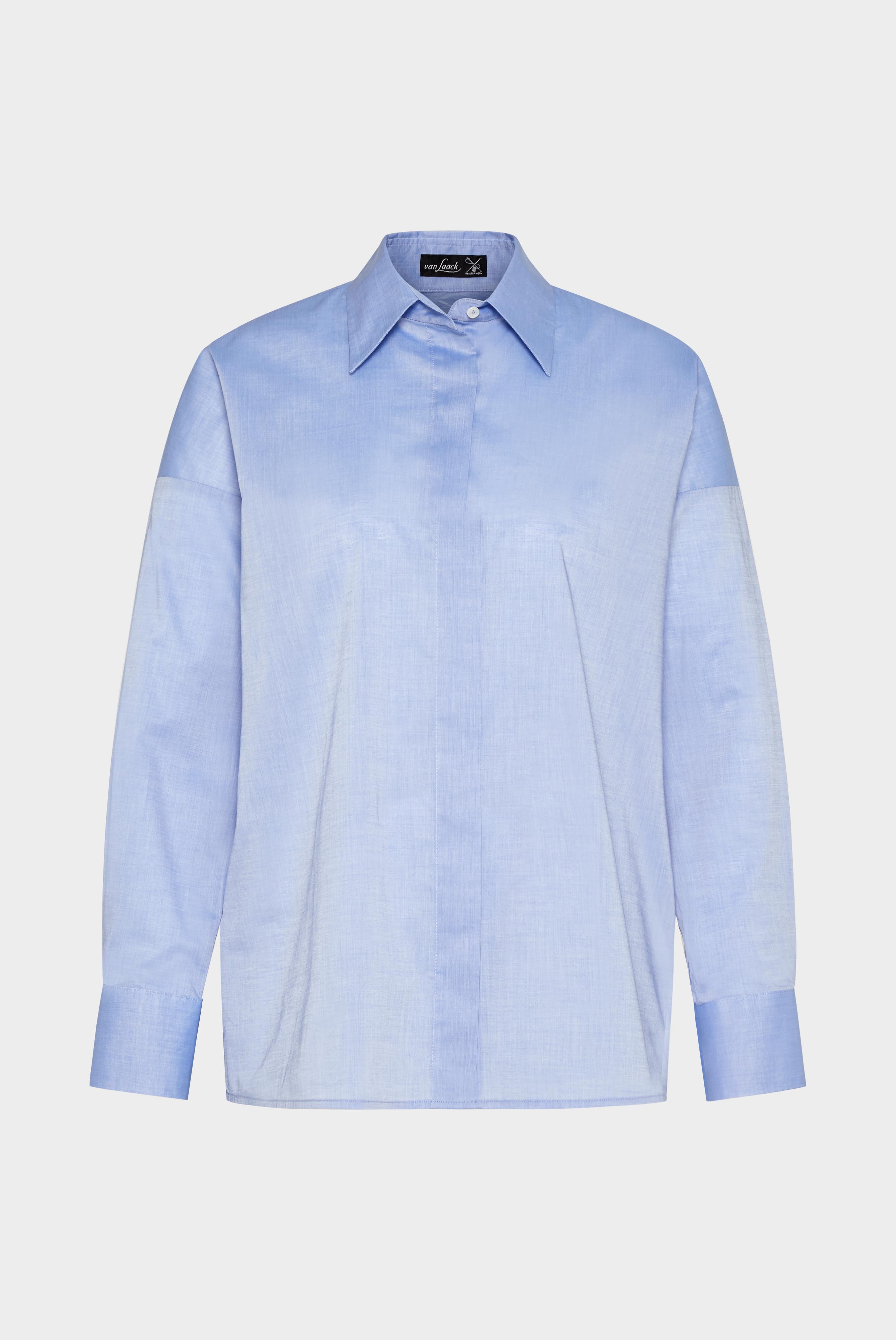 Van Laack-Popeline-Hemdbluse mit überschnittenen Schultern Blau-Hemden & Blusen-Black-Deal-Outlet-by-ARCHIVIST