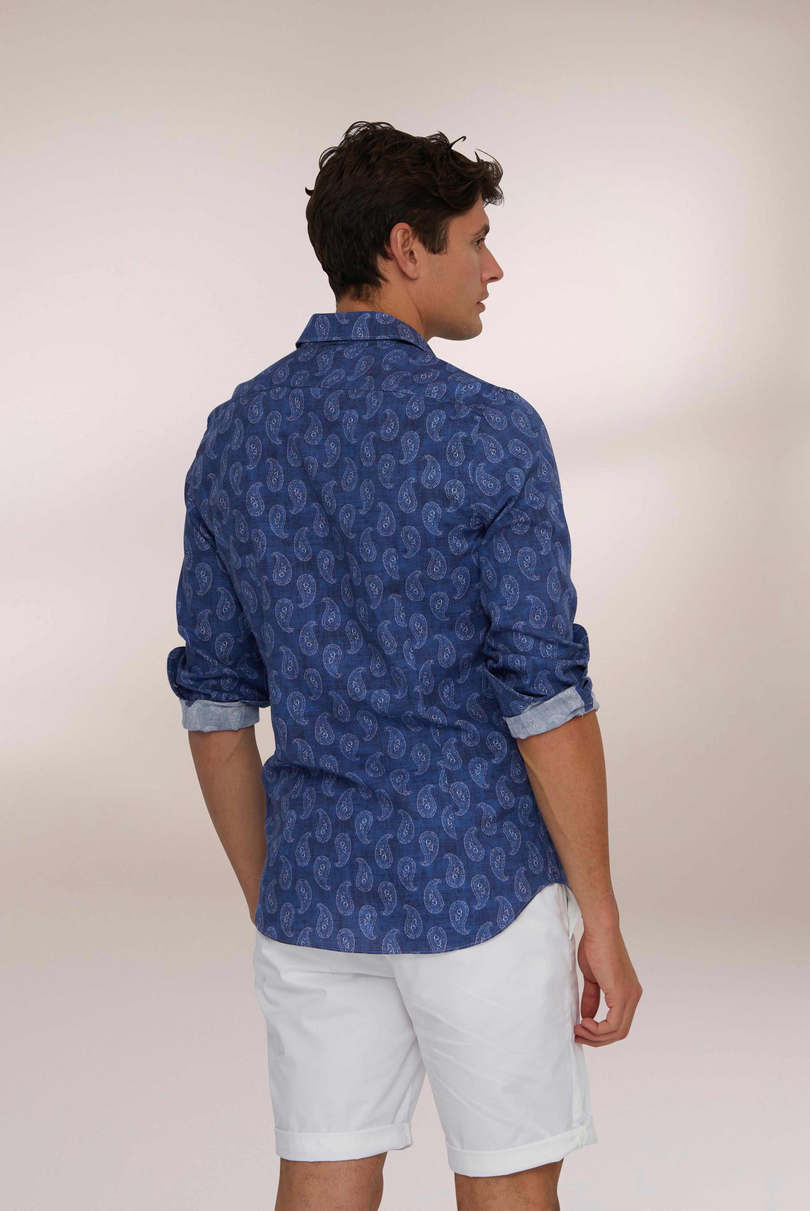 Luxurious shirt with paisley print, blue