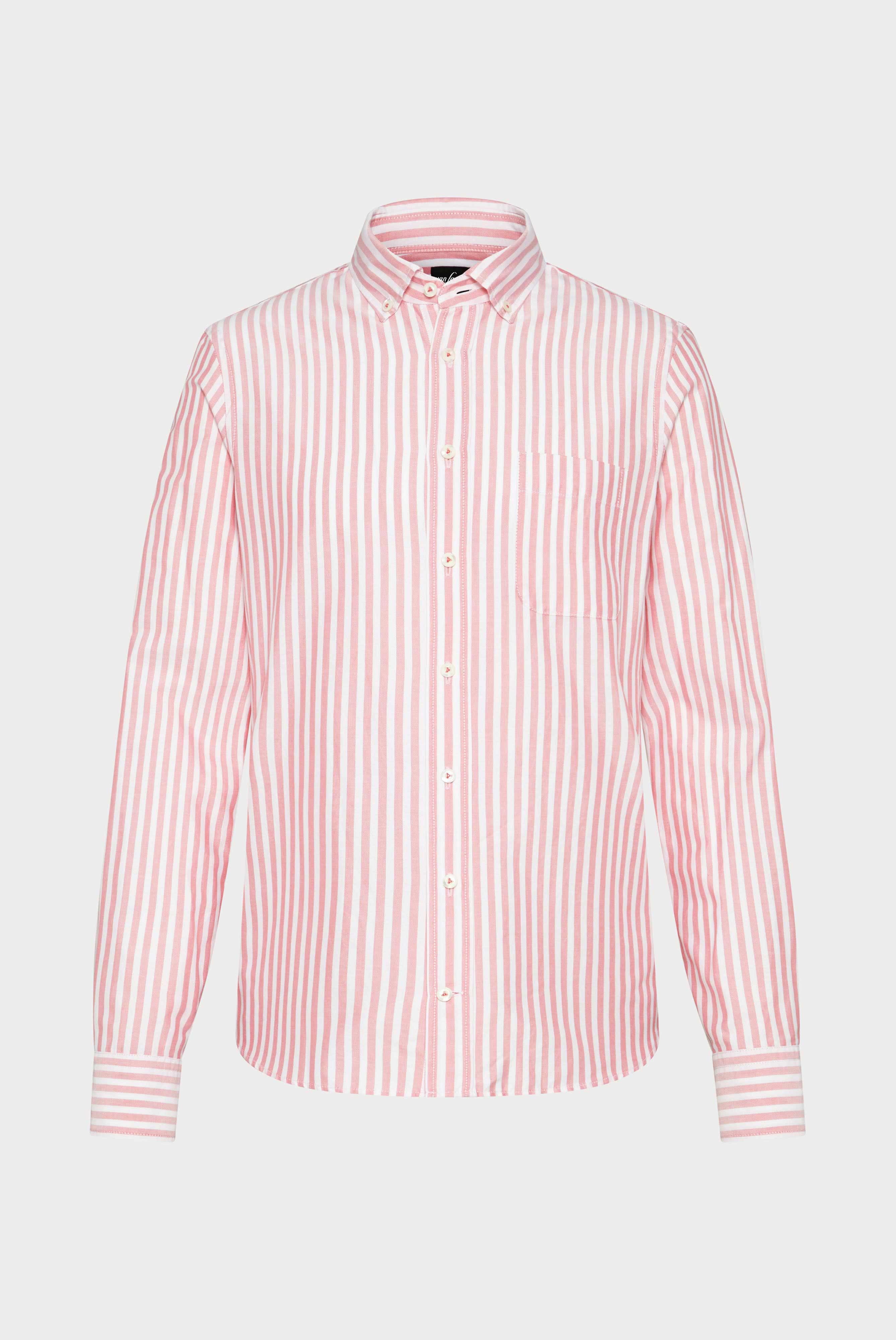 Klassisches Streifenhemd mit Fine-Oxford Waschung Koralle