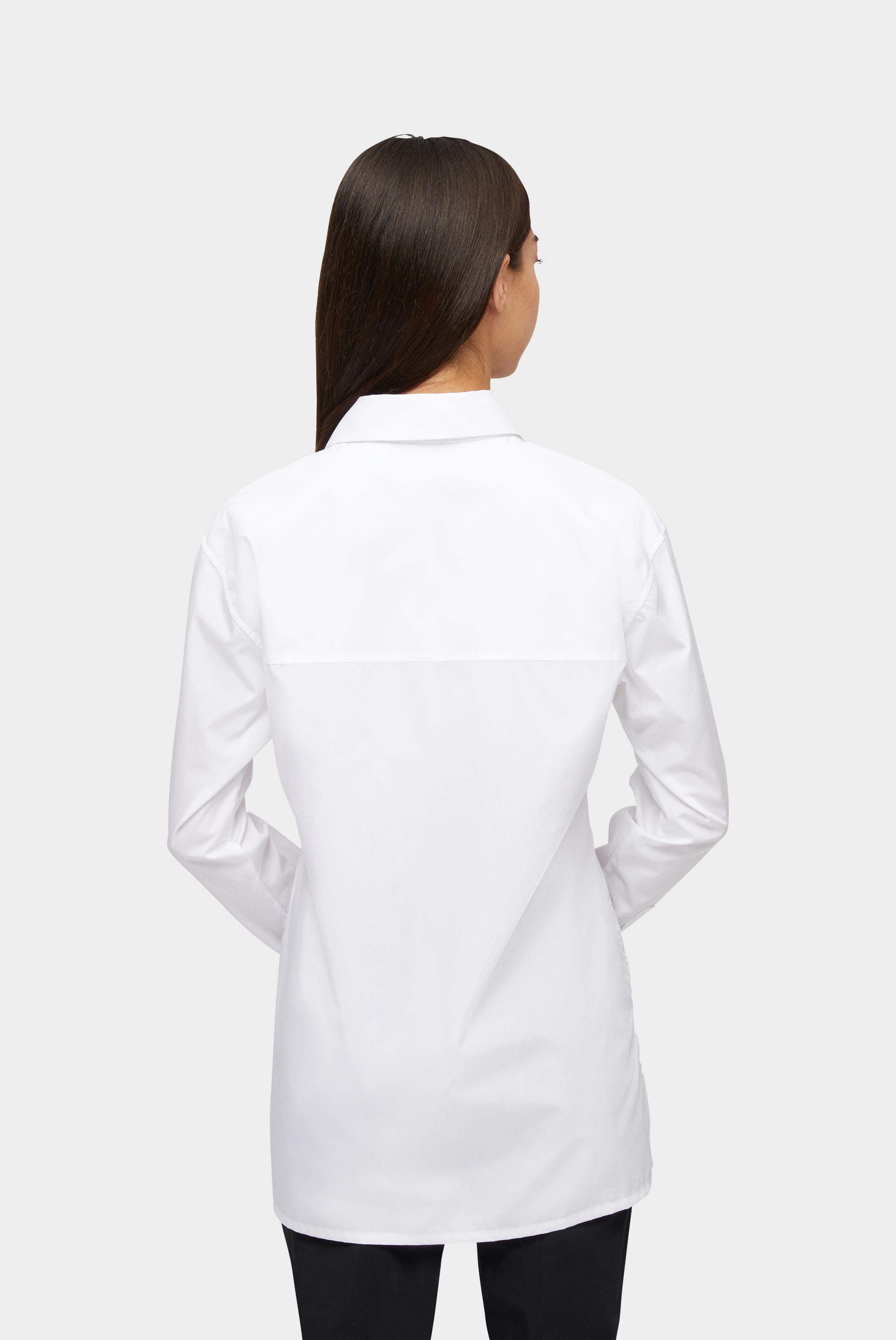 Poplin blouse with patch pockets, white