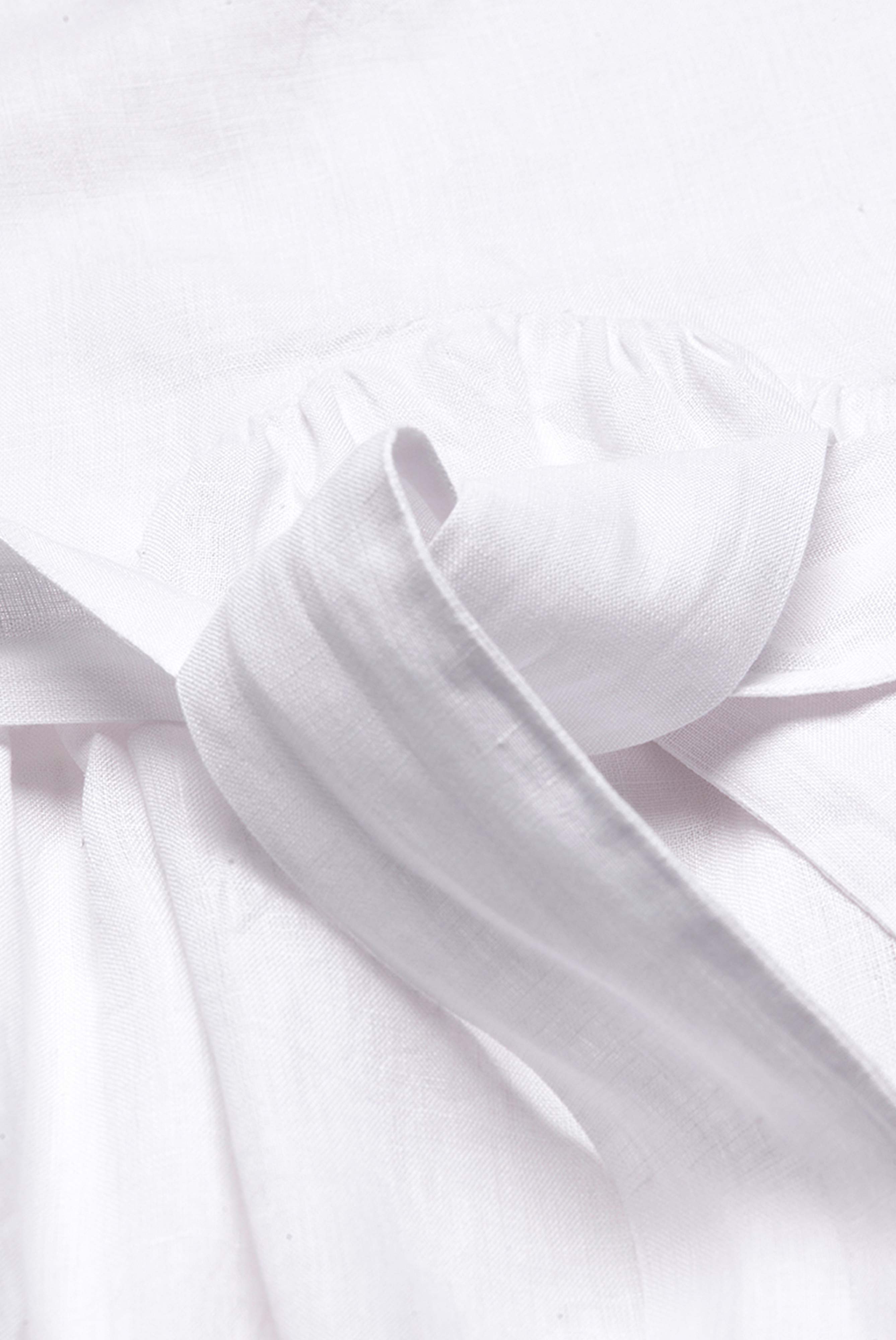 Damen Kleid Modern Fit mit V-Ausschnitt aus Leinen Weiß