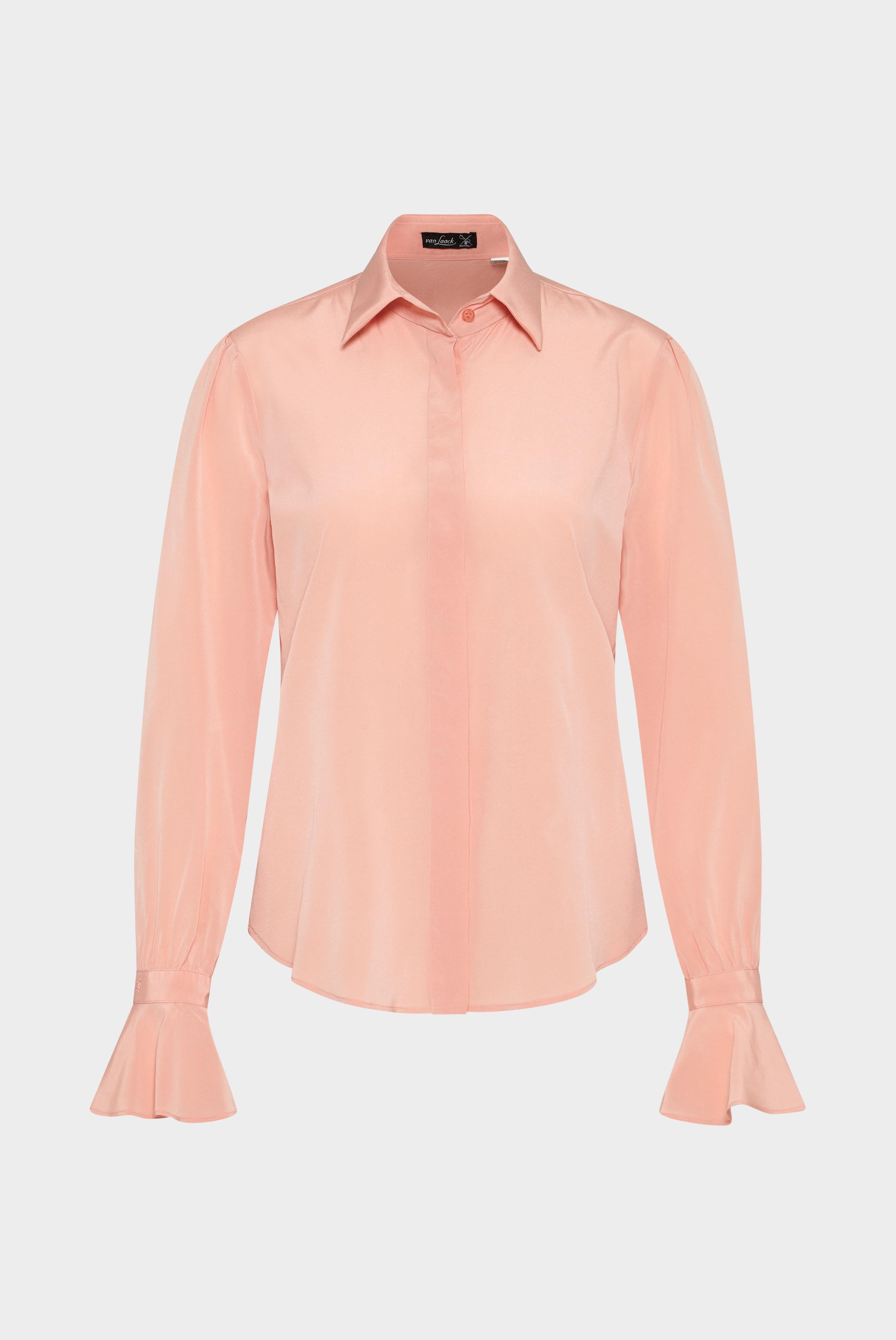 Bluse aus Seide mit Rüschenmanschette Rosa