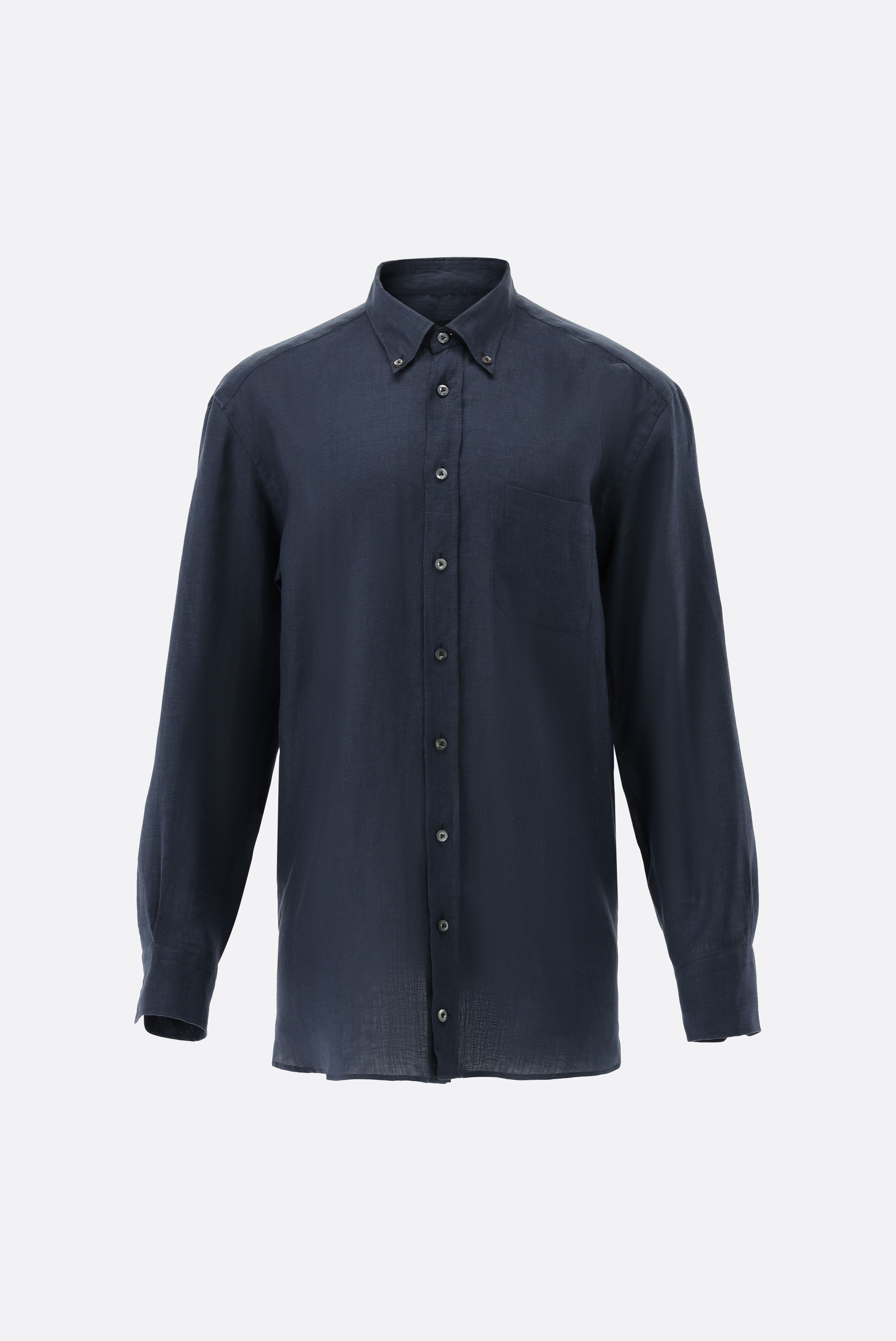 Leinenhemd mit Button-Down-Kragen