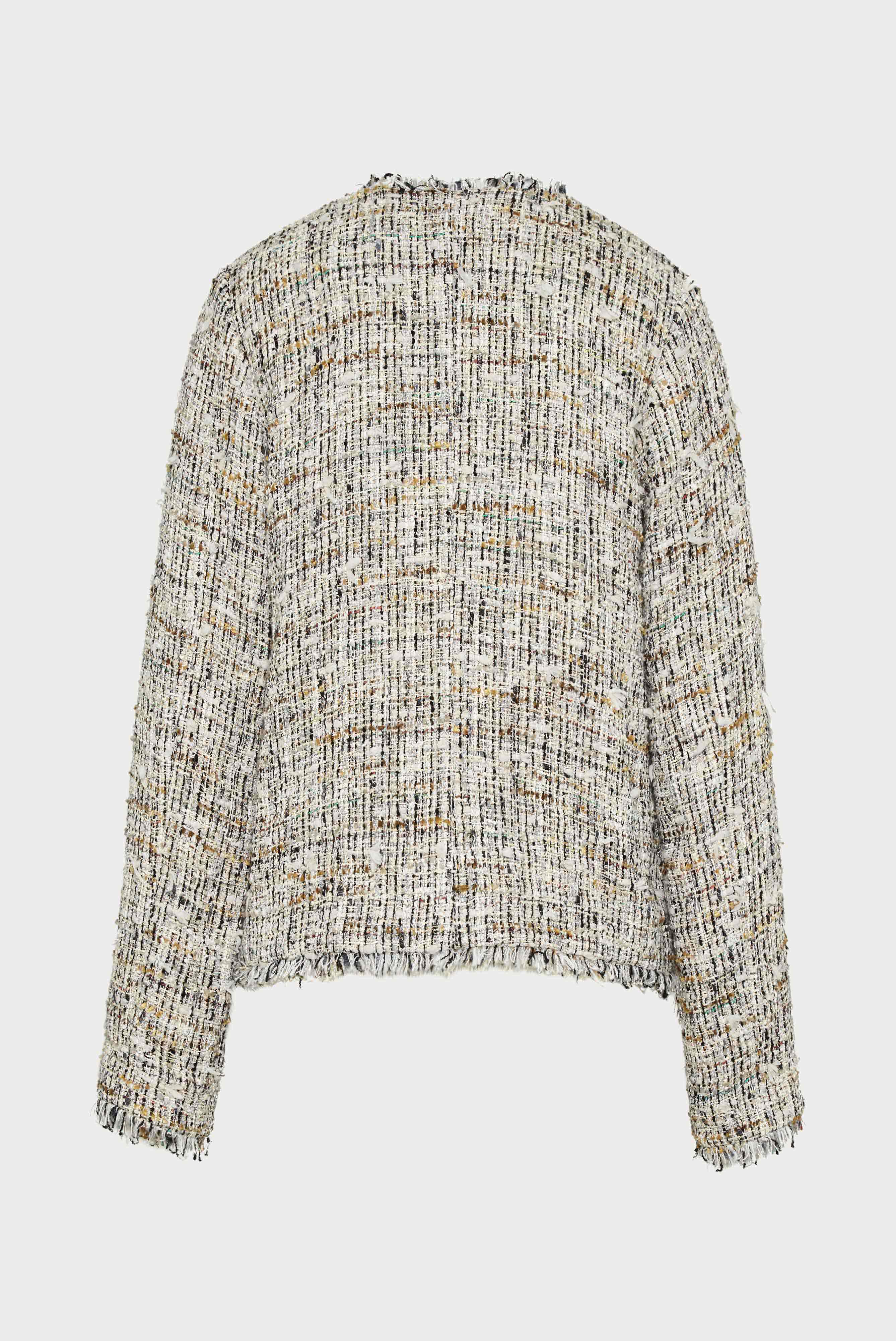 Van Laack-Cropped-Jacke mit Fransendetails aus Bouclé-Tweed-Baumwoll-Viskose-Mischung-Jacken & Mäntel-Black-Deal-Outlet-by-ARCHIVIST