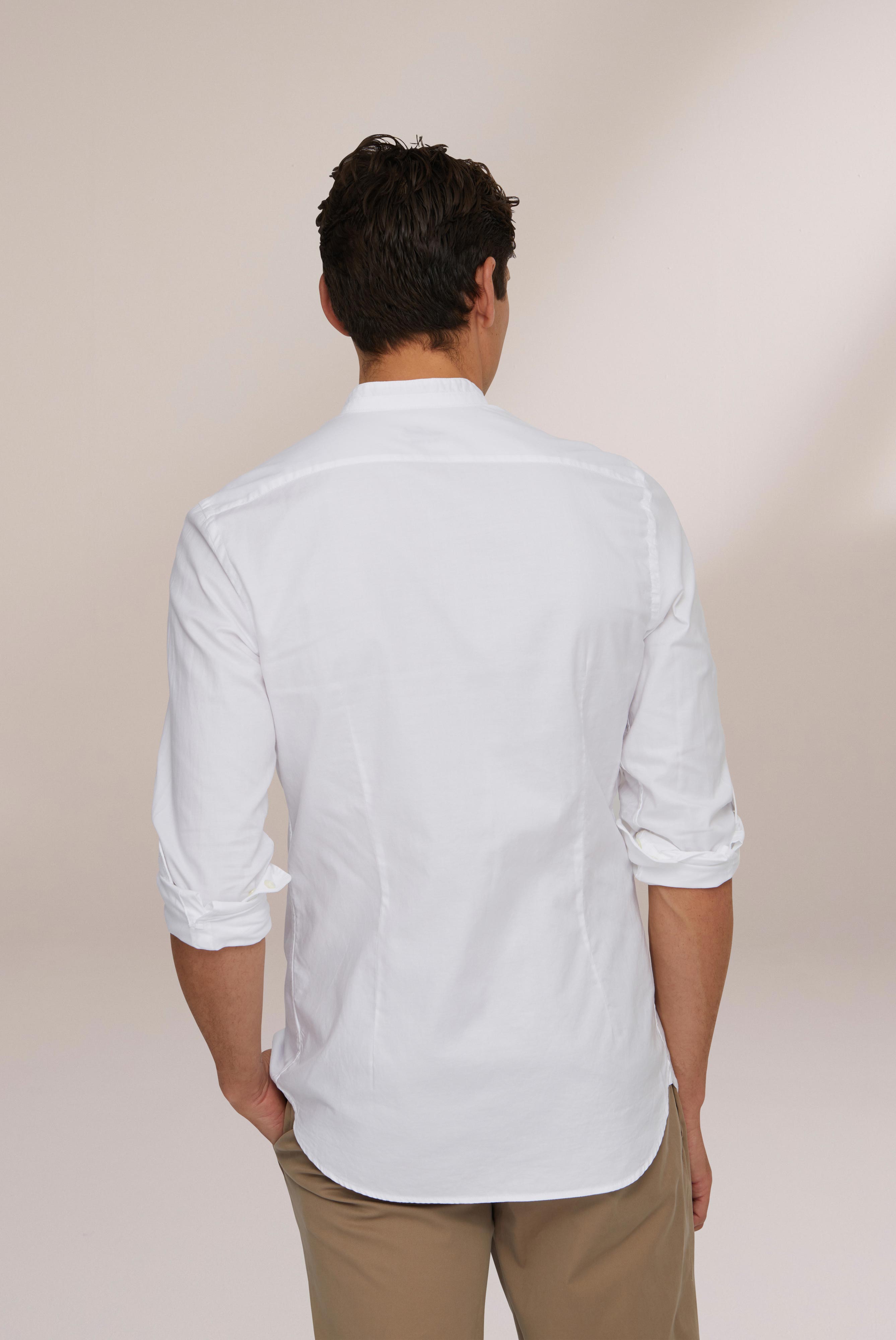 Van Laack-Weich gewaschenes Hemd mit Stehkragen aus Bio-Baumwolle Slim Fit Weiß-Hemden & Blusen-Black-Deal-Outlet-by-ARCHIVIST