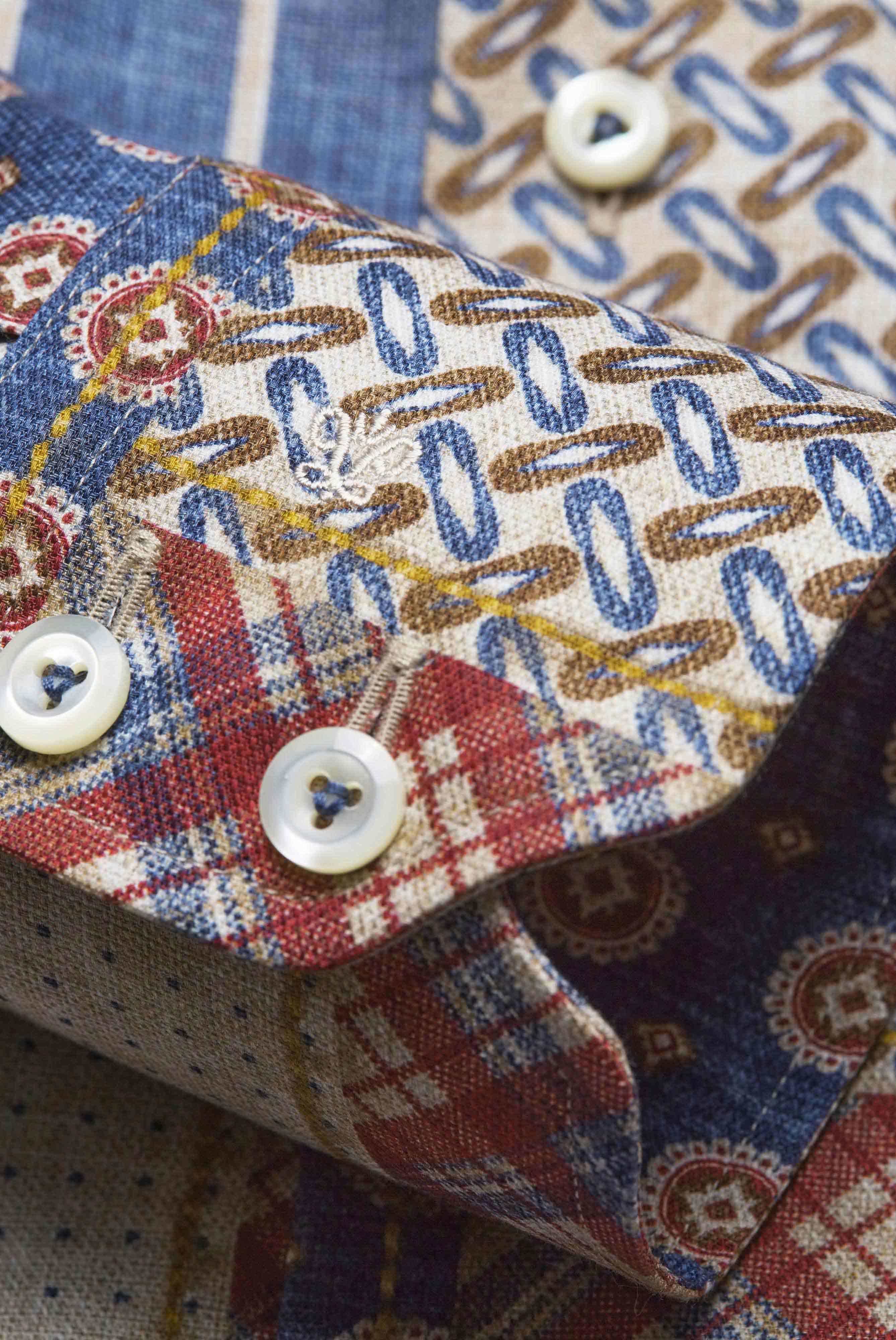 Van Laack-Langarm Hemd mit Flickwerk Druck aus Baumwolle Tailor Fit Rot Blau-Hemden & Blusen-Black-Deal-Outlet-by-ARCHIVIST