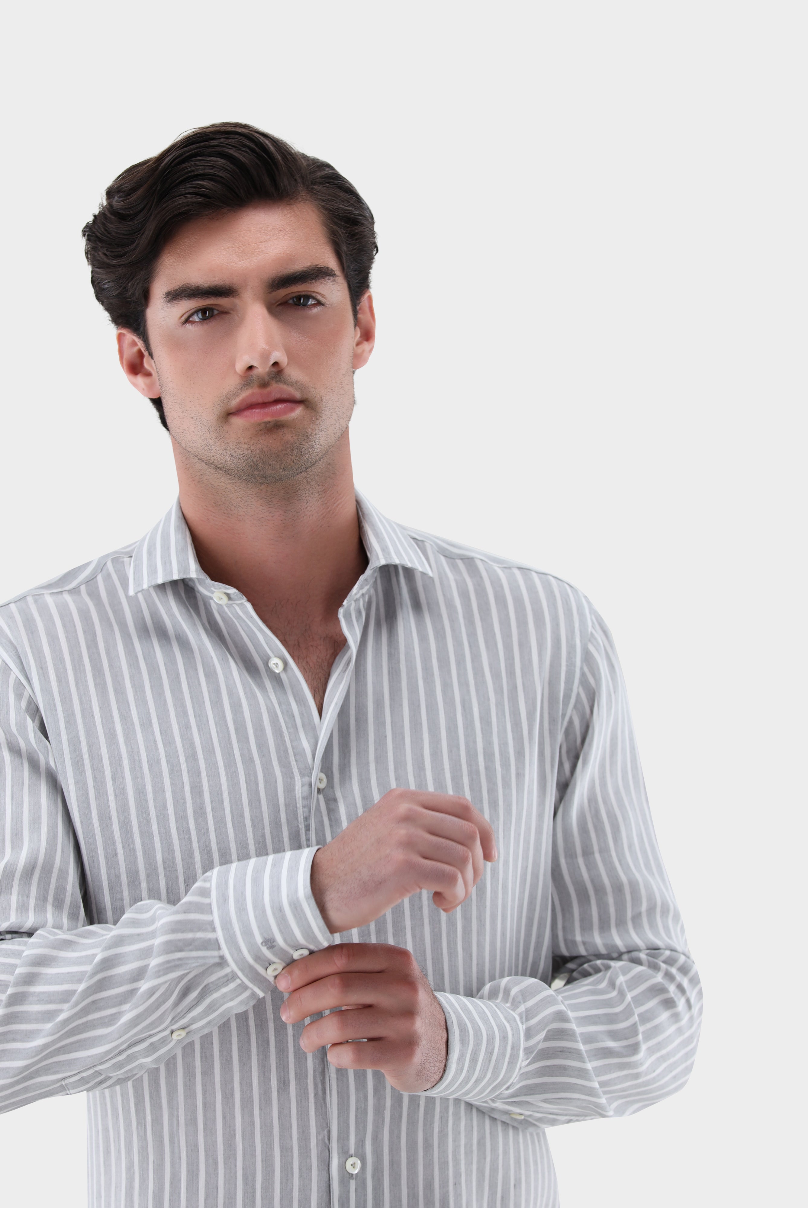 Van Laack-Gestreiftes Hemd aus Tencel und Leinen-Hemden & Blusen-Black-Deal-Outlet-by-ARCHIVIST