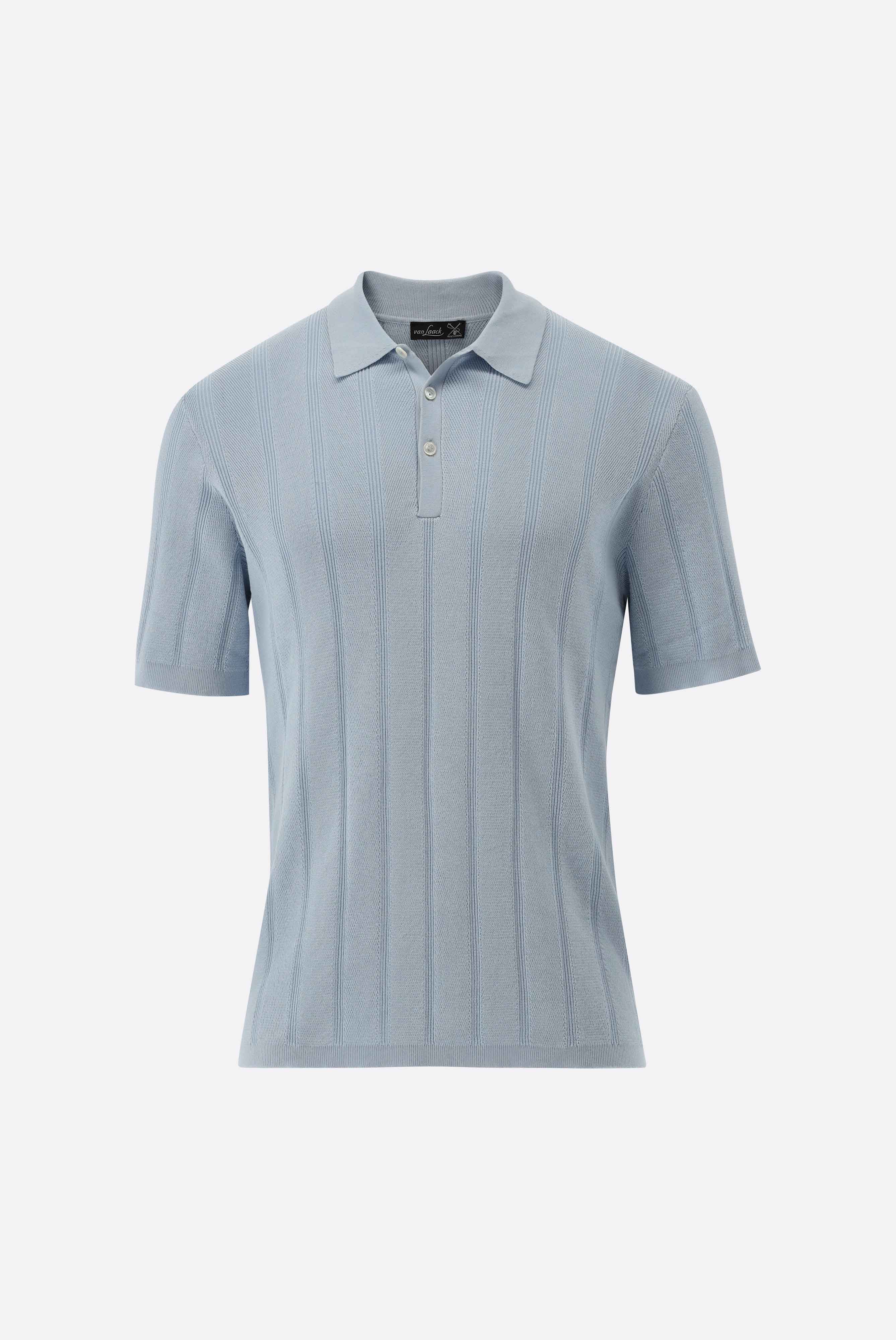 Van Laack-Strick Poloshirt mit Jacquard Streifen-Shirts-Black-Deal-Outlet-by-ARCHIVIST