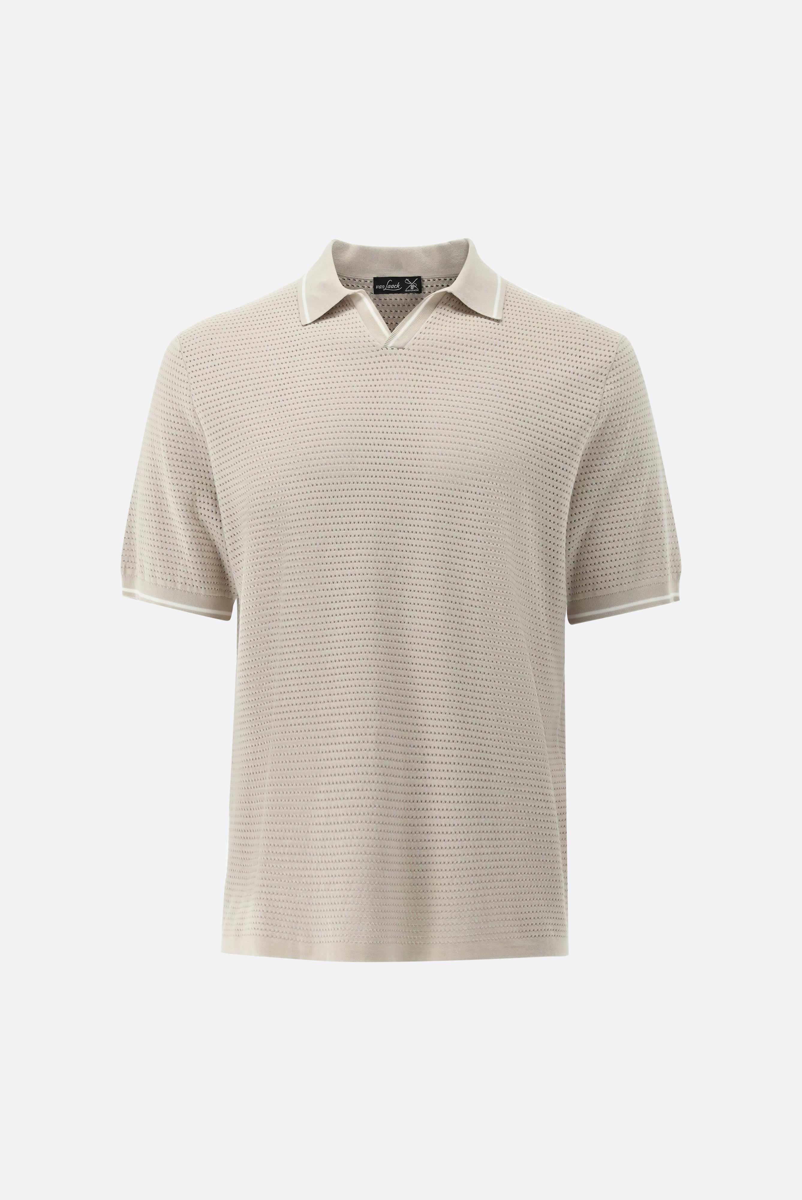 V-Neck Polo mit Retro Strukturund Kontrastkragen