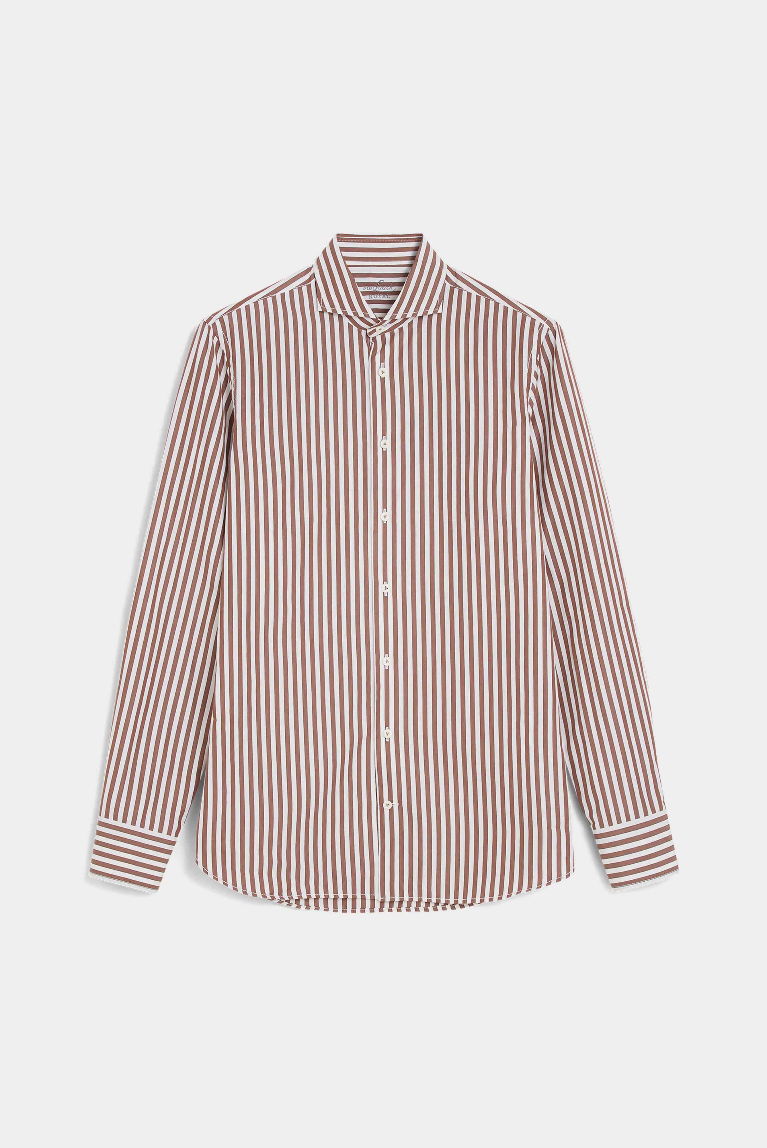 Van Laack-Sommerliches Hemd Slim Fit Gestreift Braun Weiß-Hemden & Blusen-Black-Deal-Outlet-by-ARCHIVIST