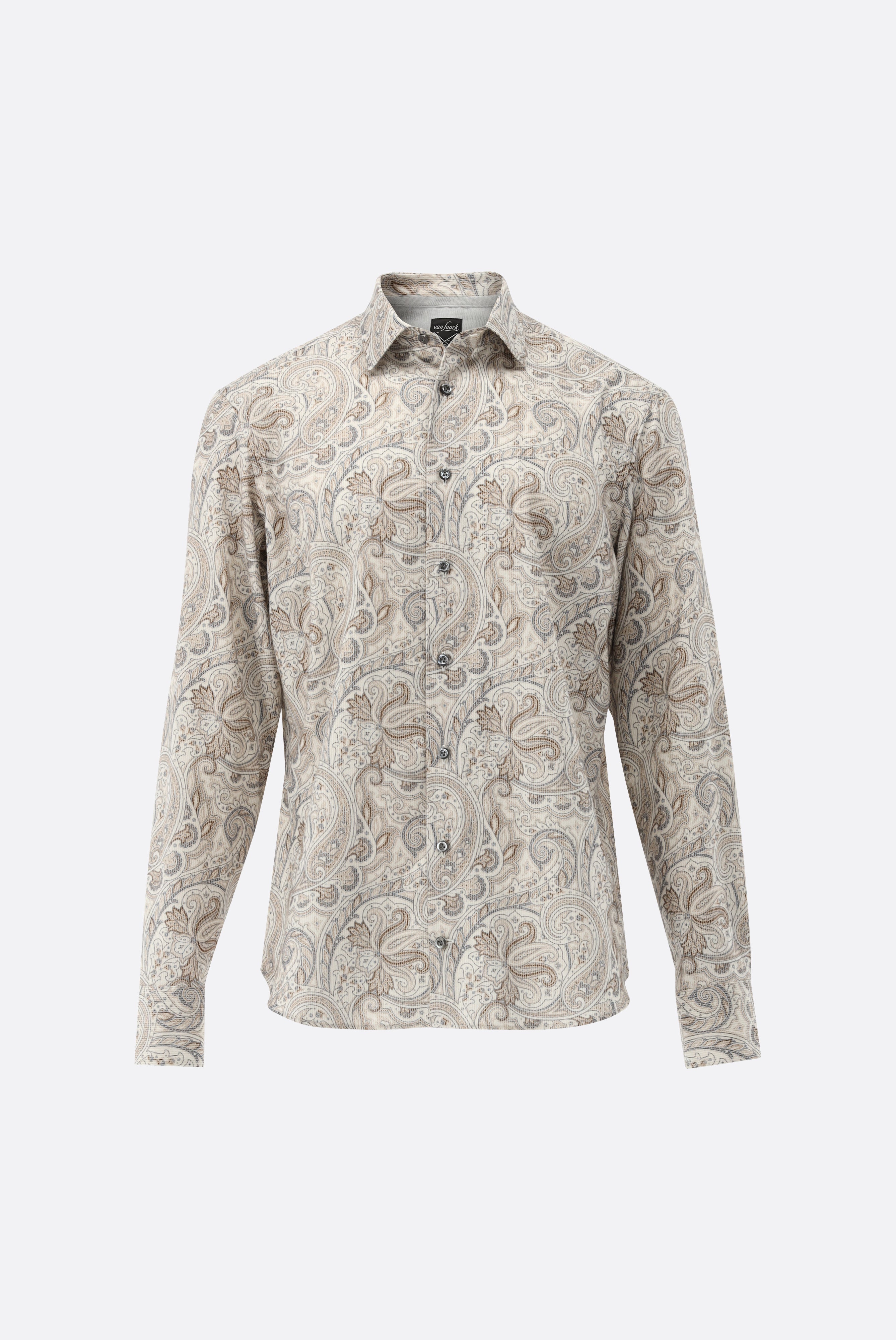 Chemise en velours côtelé à imprimé cachemire, coupe ajustée