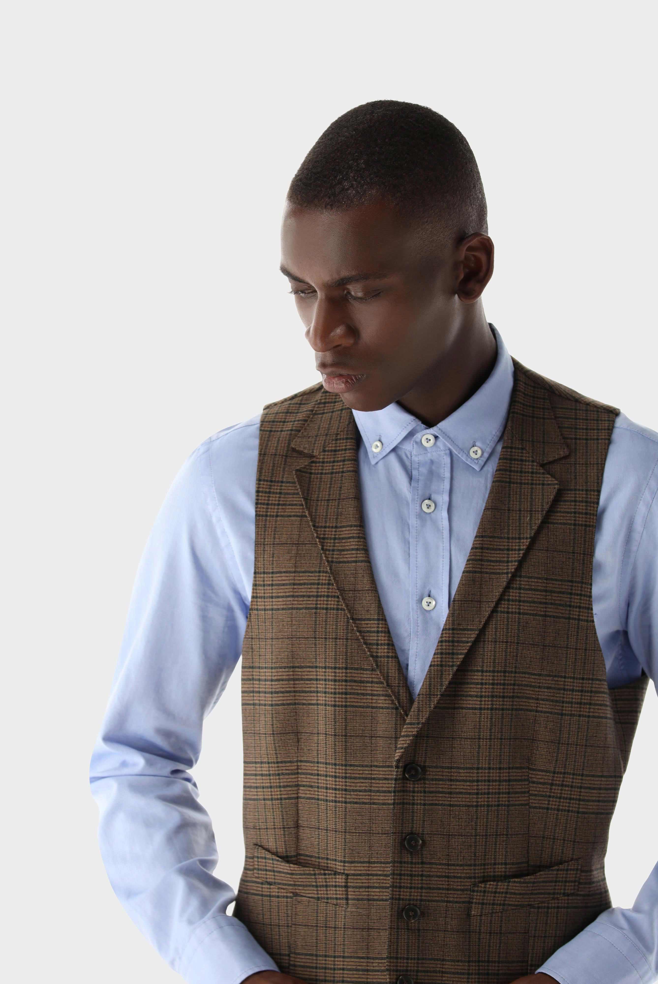 Karierte Weste mit Revers