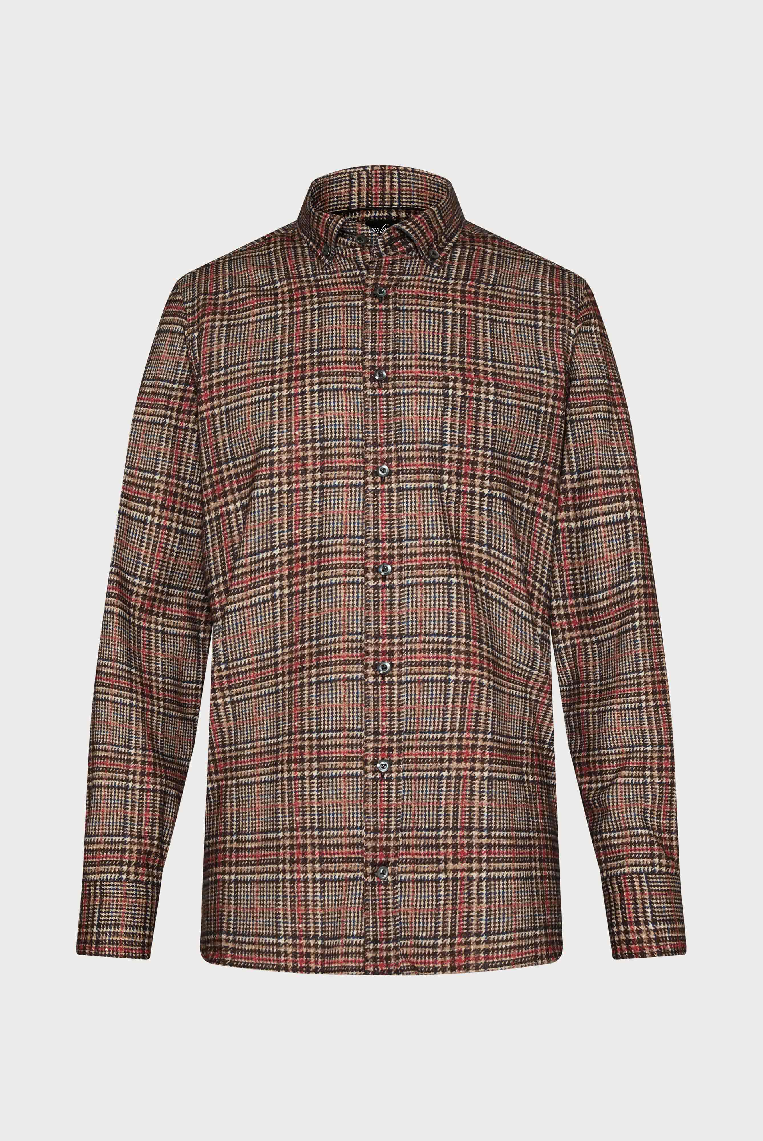 Van Laack-Hemd mit Button Down Kragen Tailor Fit Beige/Braun Kariert-Hemden & Blusen-Black-Deal-Outlet-by-ARCHIVIST