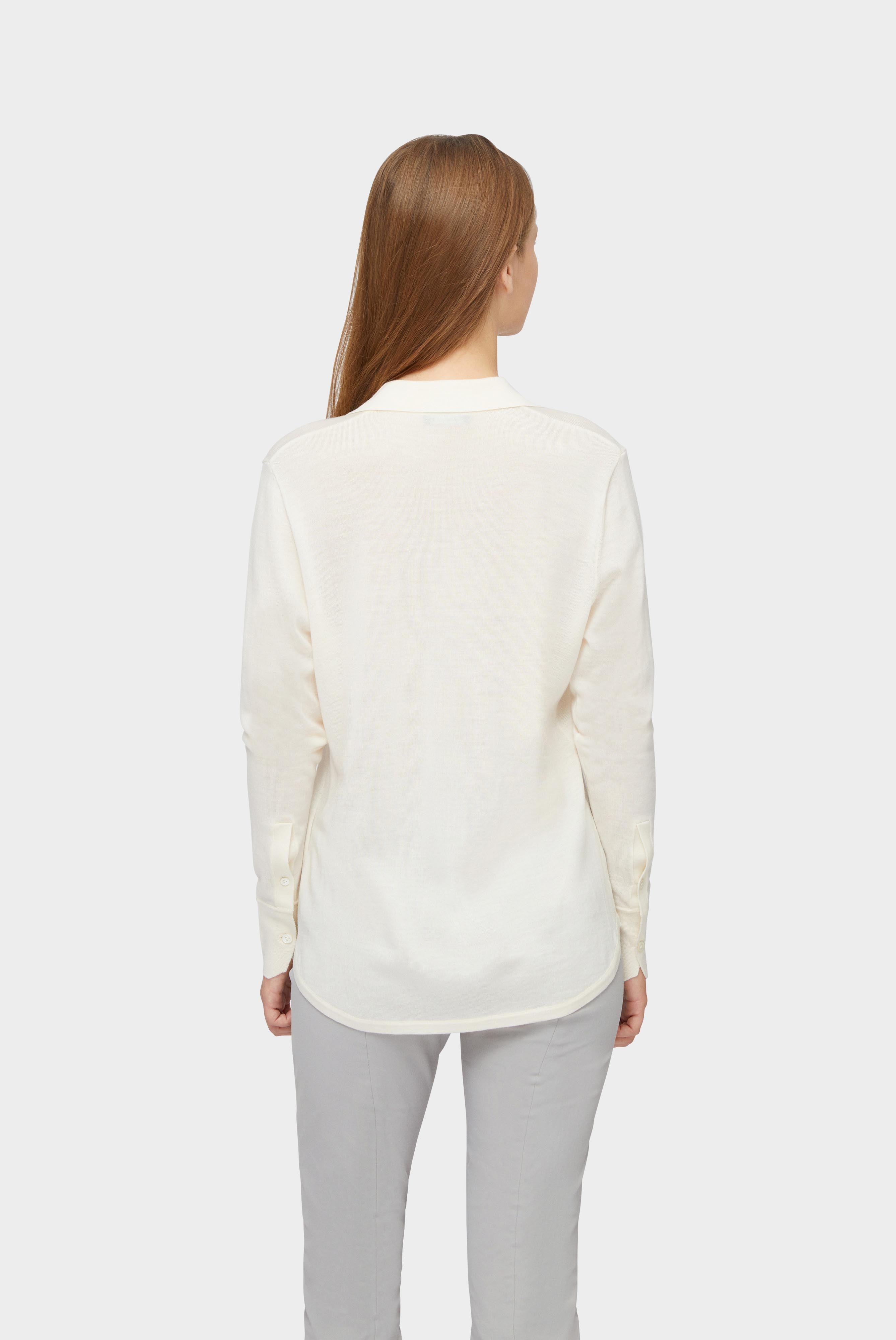 Knit blouse in merino wool, beige