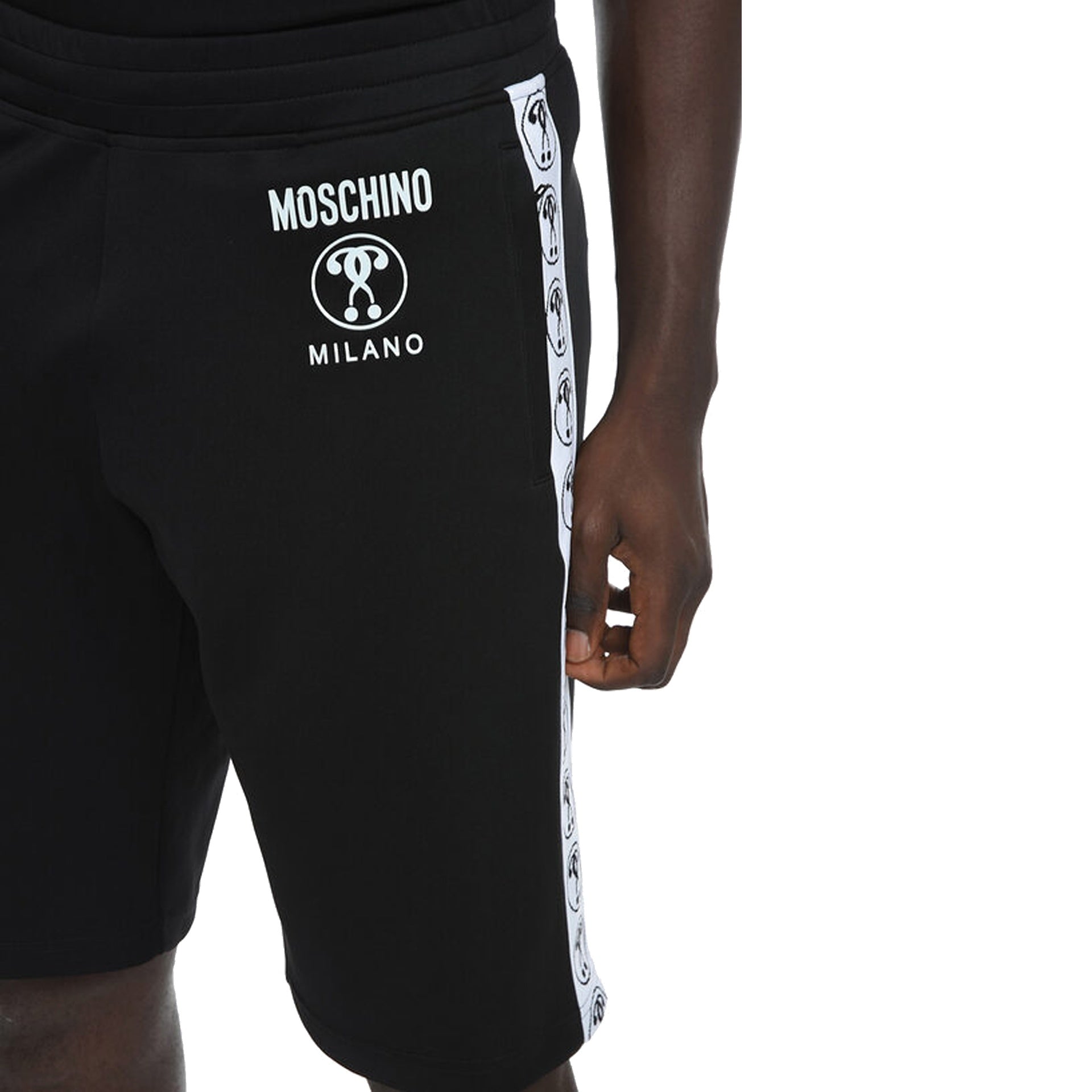 Moschino Couture-Moschino Couture Contrasting Band Shorts-MEN CLOTHING-Black-Deal-Outlet-by-ARCHIVIST