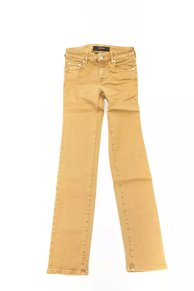 Beige Baumwolle Damenjeans