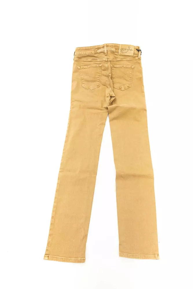 Beige Baumwolle Damenjeans